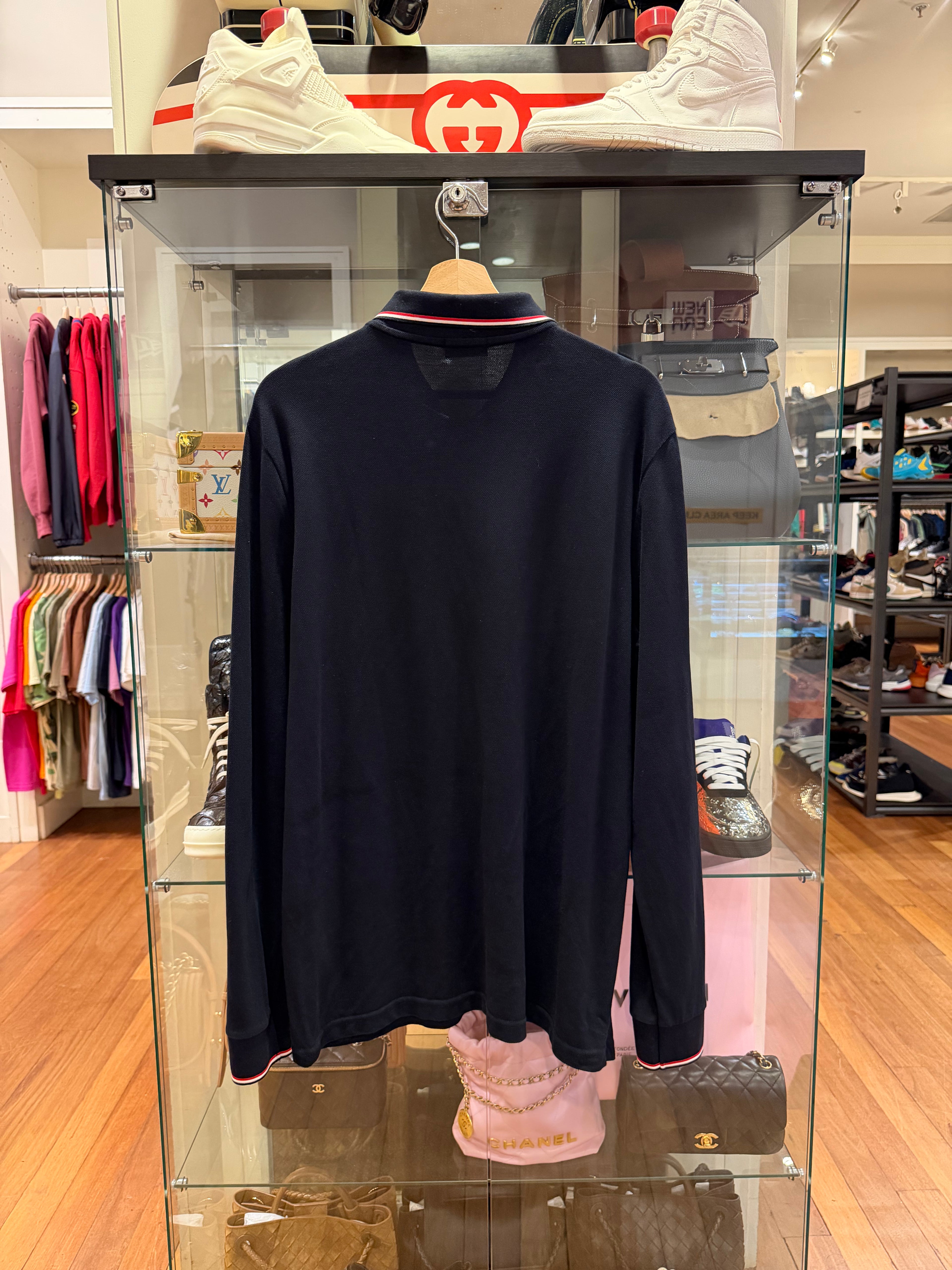 Moncler Pique Polo LS - Navy