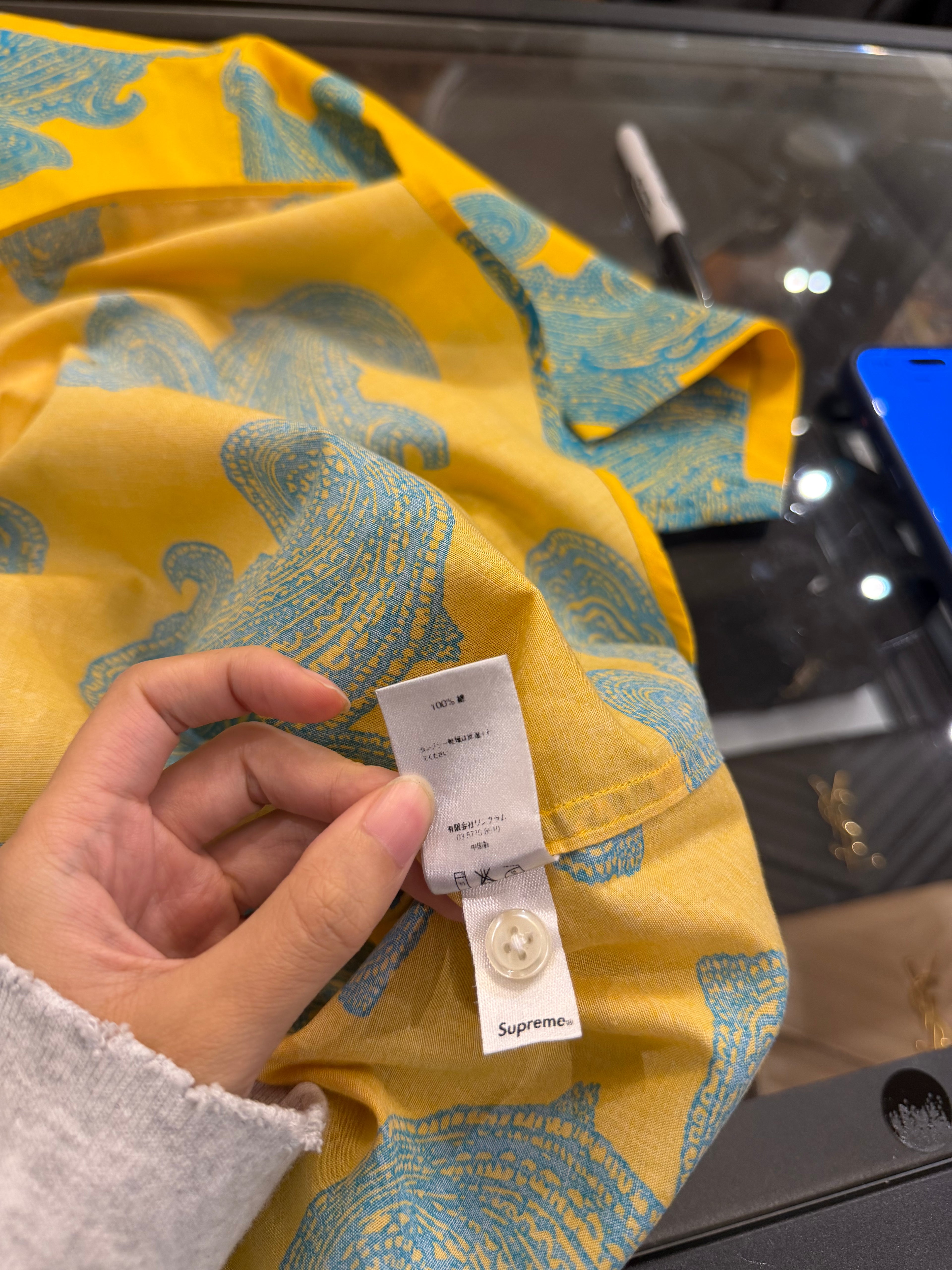 Supreme SS14 Paisley Button Down SS Shirt -Yellow/Blue