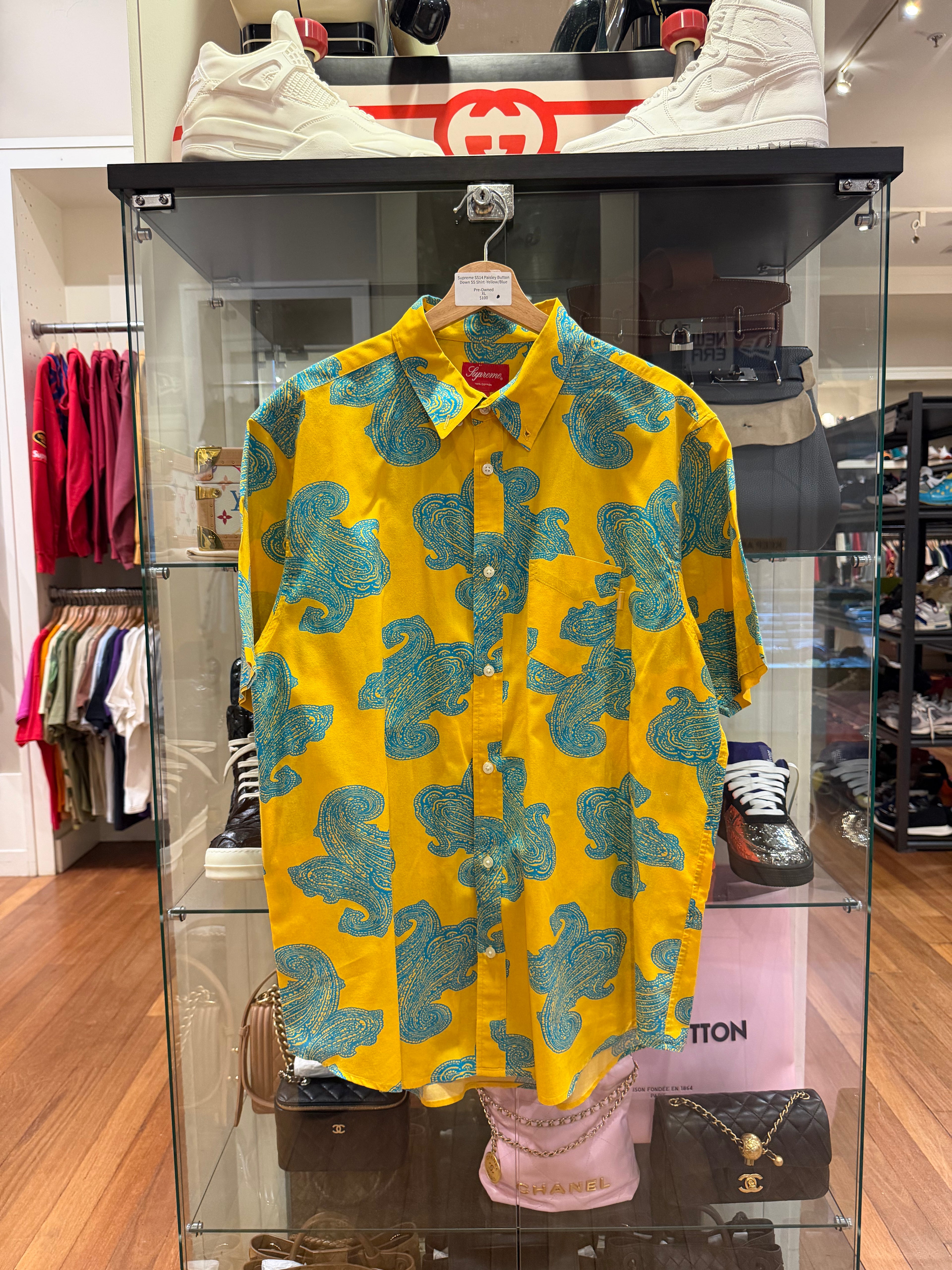 Supreme SS14 Paisley Button Down SS Shirt -Yellow/Blue