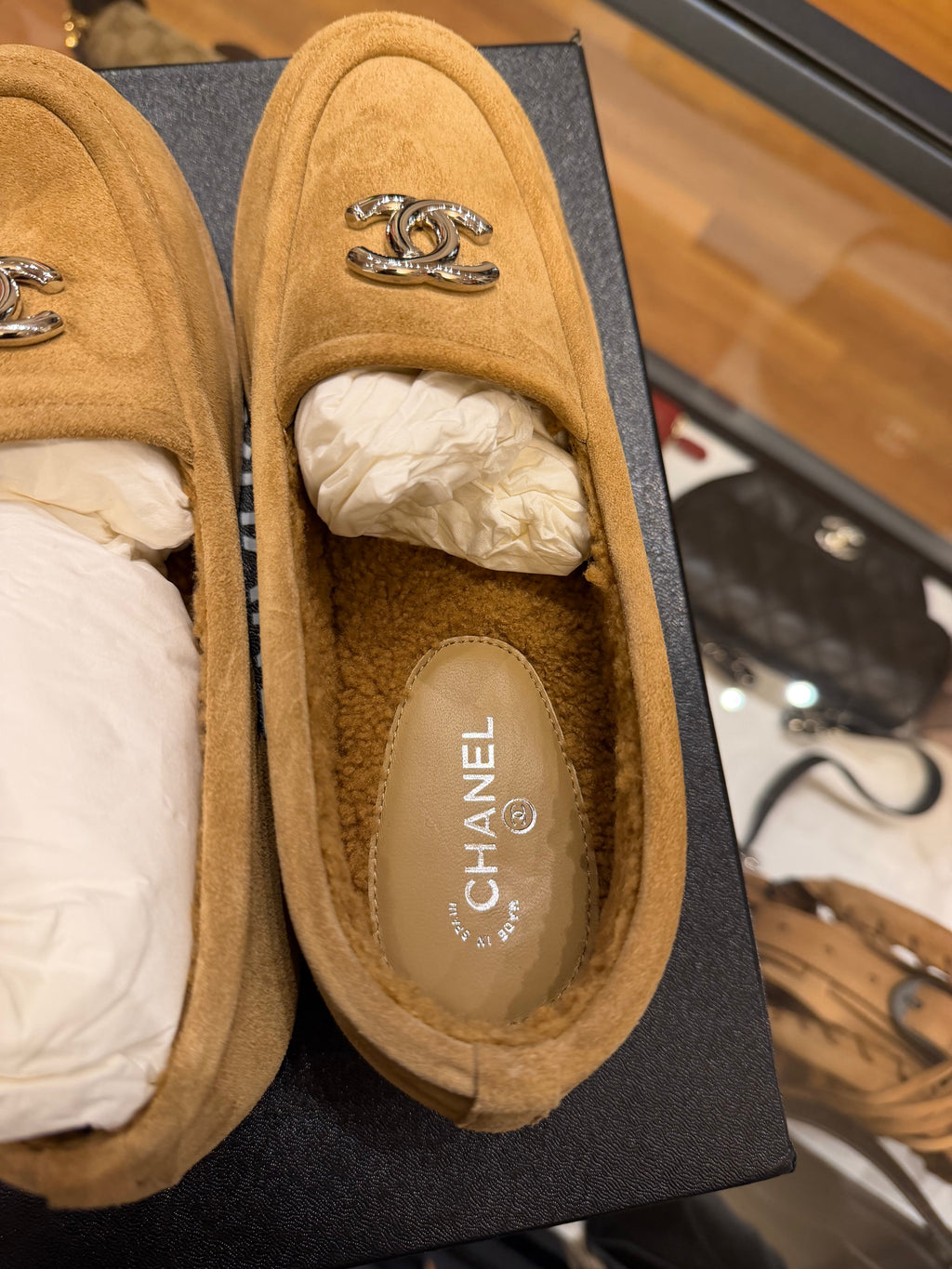 Chanel Suede Calfskin CC Loafers