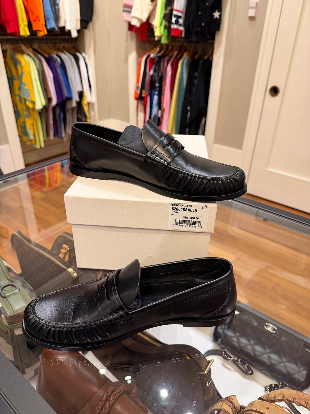 Black Calf Skin Saint Laurent Laurent Penny Loafers