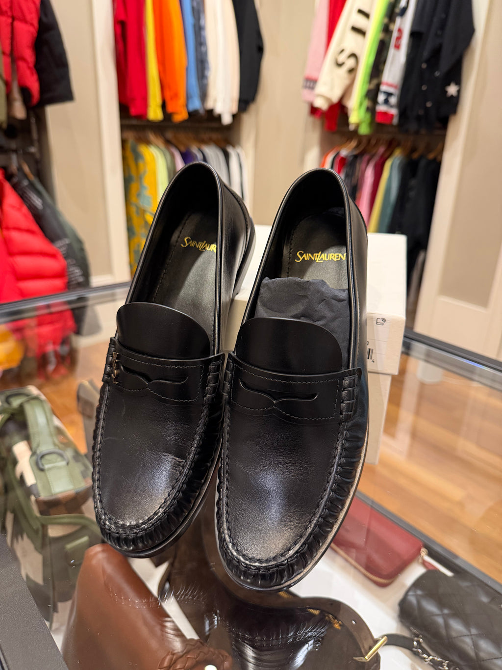 Black Calf Skin Saint Laurent Laurent Penny Loafers
