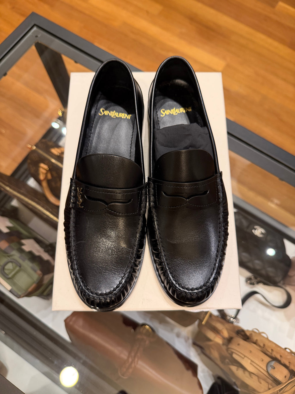 Black Calf Skin Saint Laurent Laurent Penny Loafers