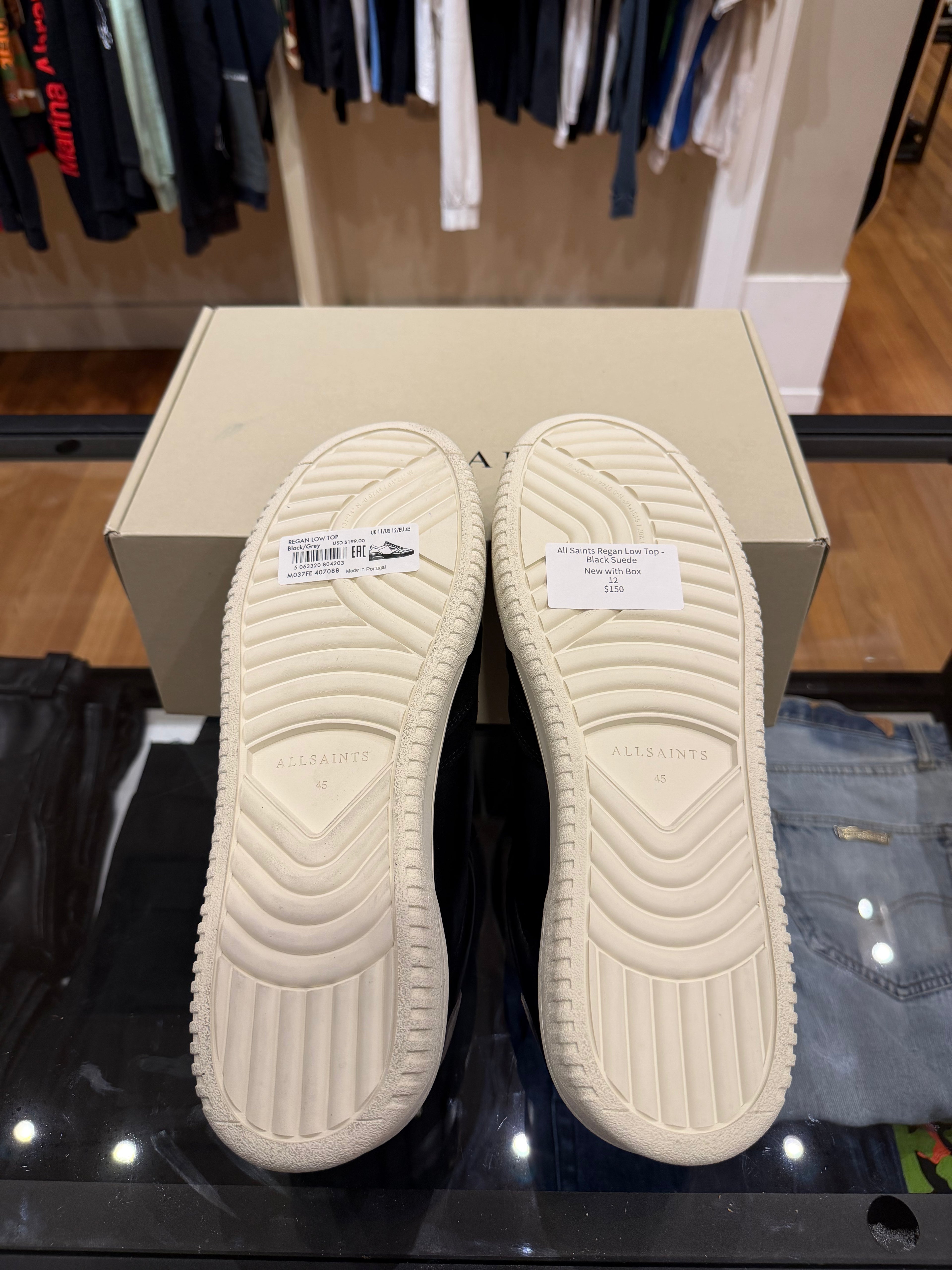 All Saints Regan Low Top- Black Suede