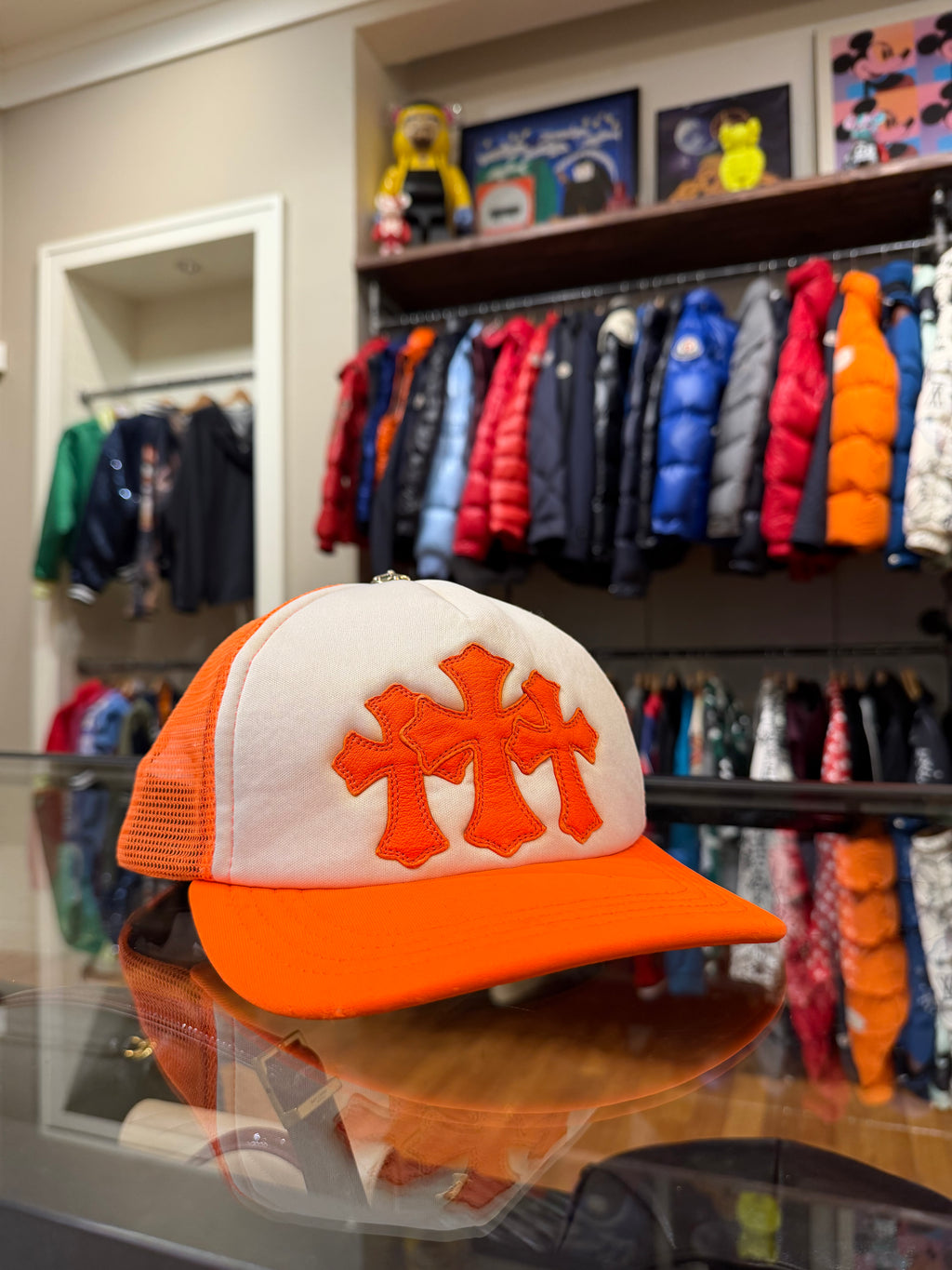 Chrome Hearts Logo Trucker Hat-Orange