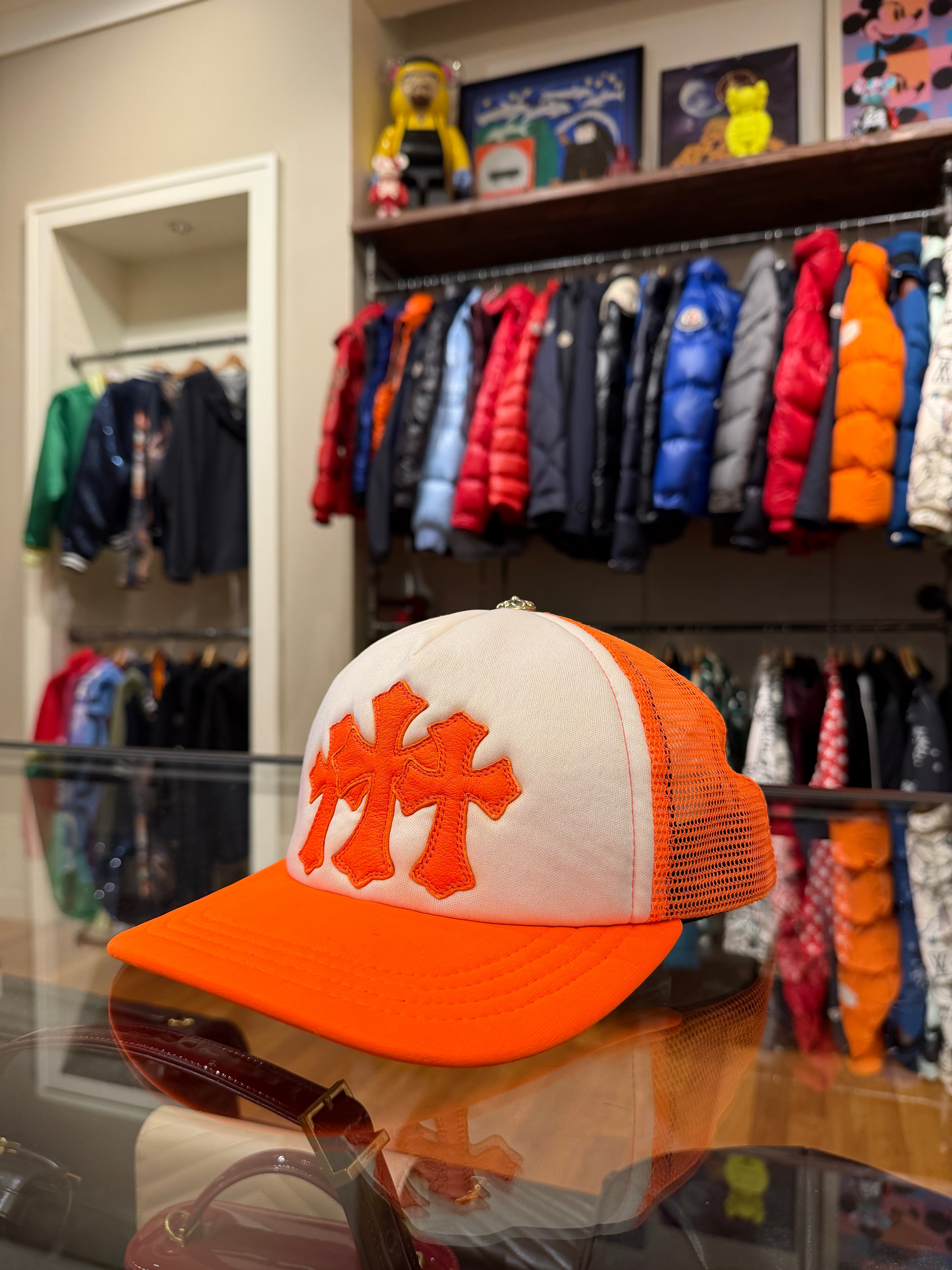 Chrome Hearts Logo Trucker Hat-Orange