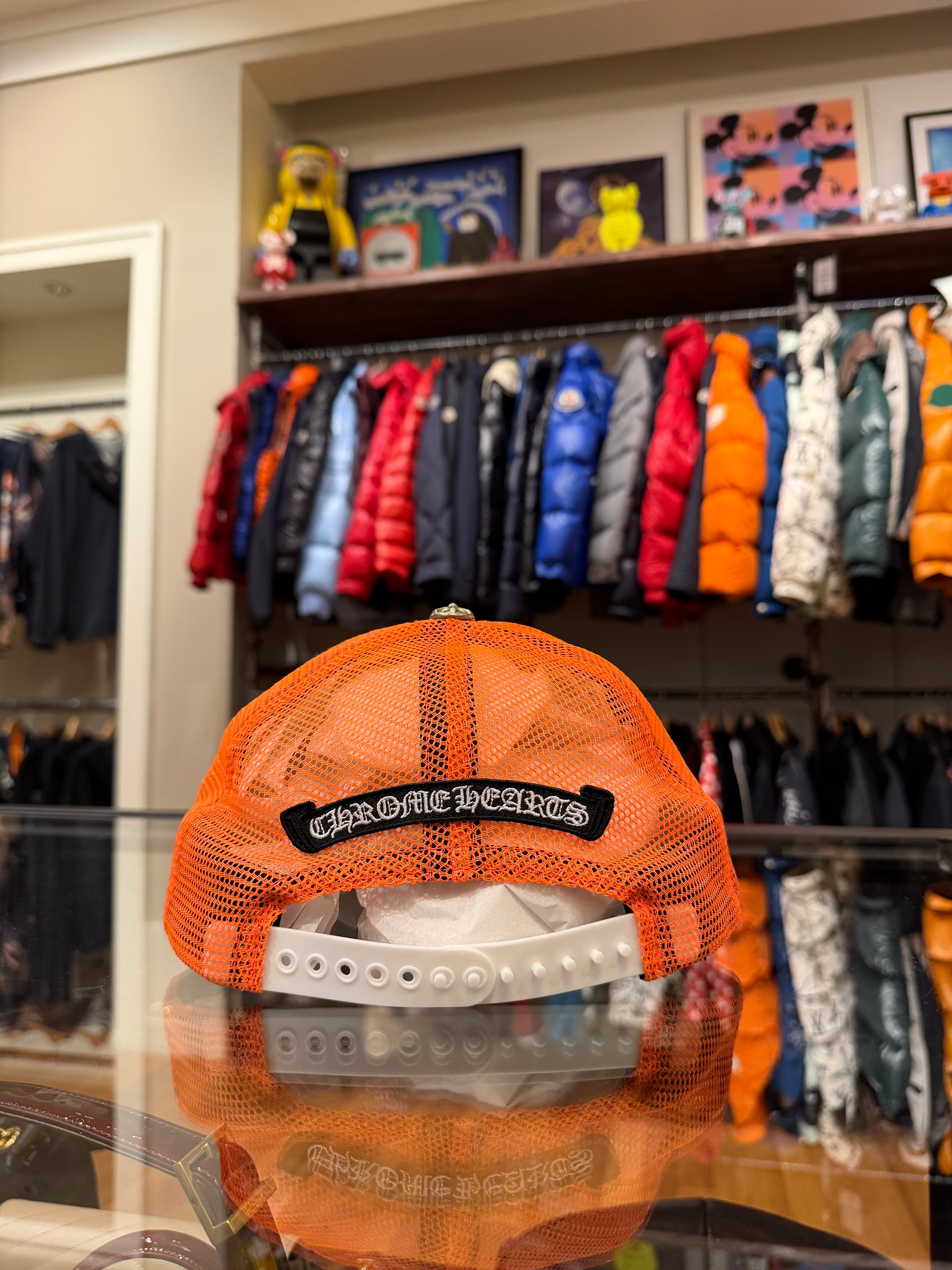 Chrome Hearts Logo Trucker Hat-Orange