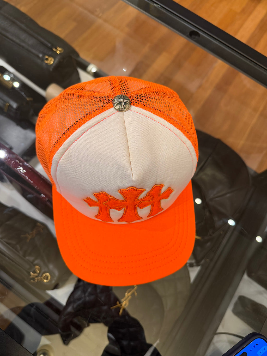Chrome Hearts Logo Trucker Hat-Orange