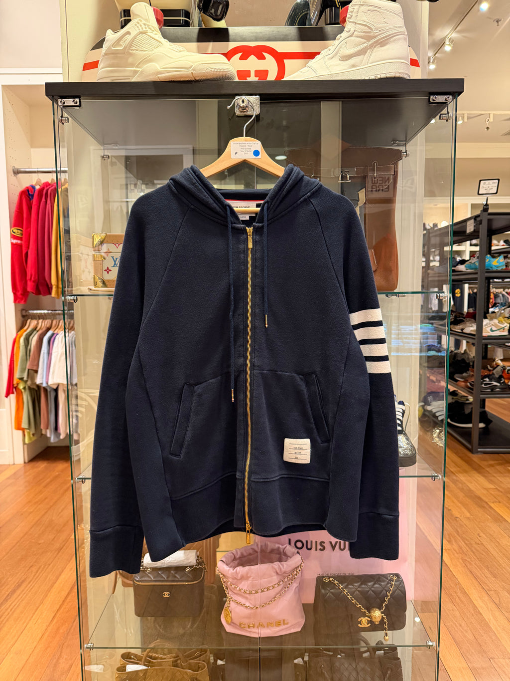 Thom Browne 4-Bar Zip Up
Hoodie - Navy