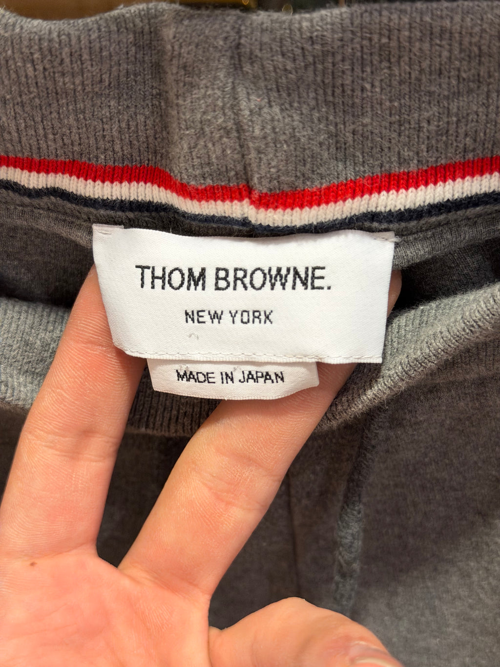 Thom Browne Webbed Tapered Sweatpants- Gray
