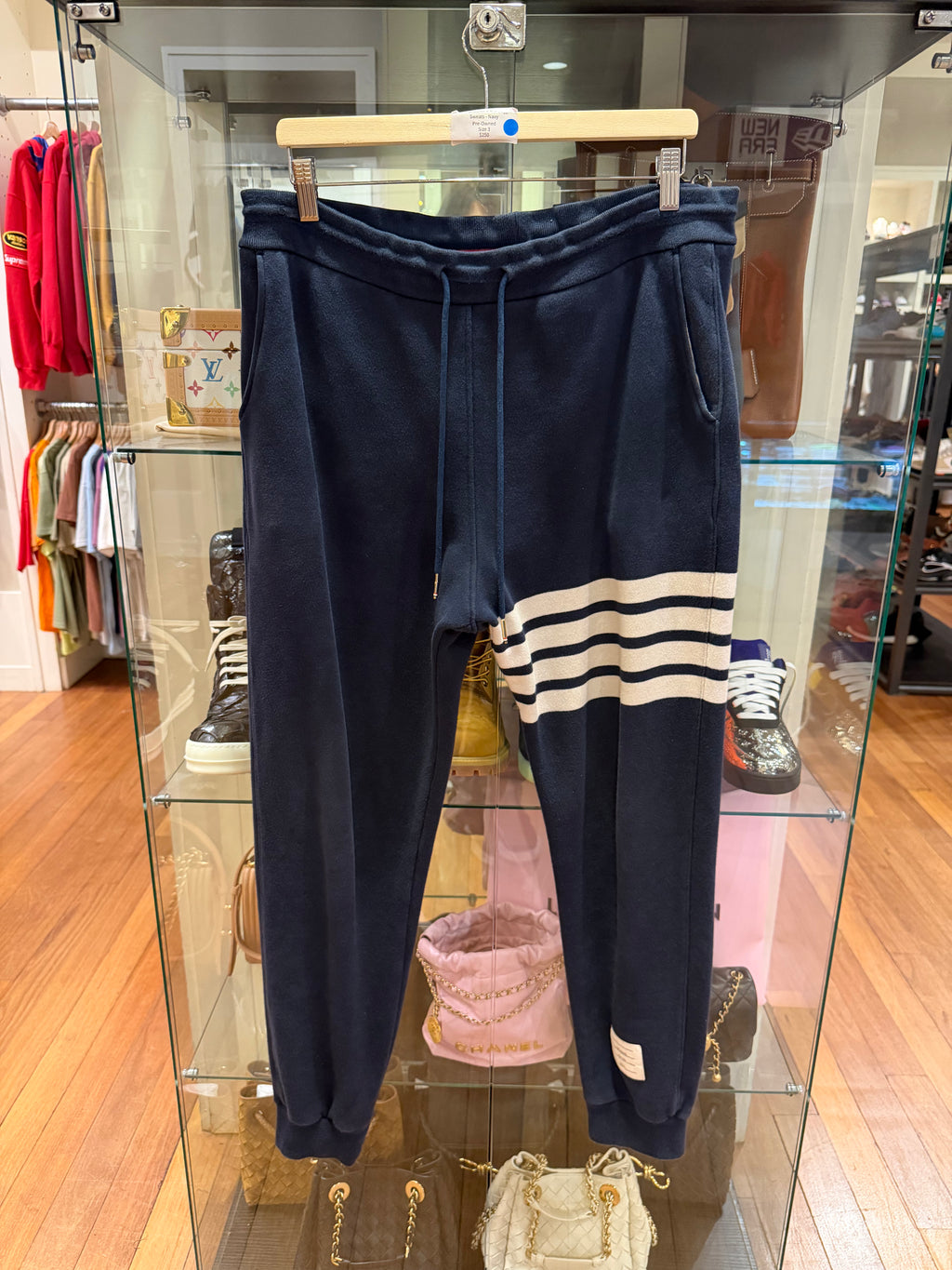 Thom Browne 4-Bar Jogger Sweats-Navy