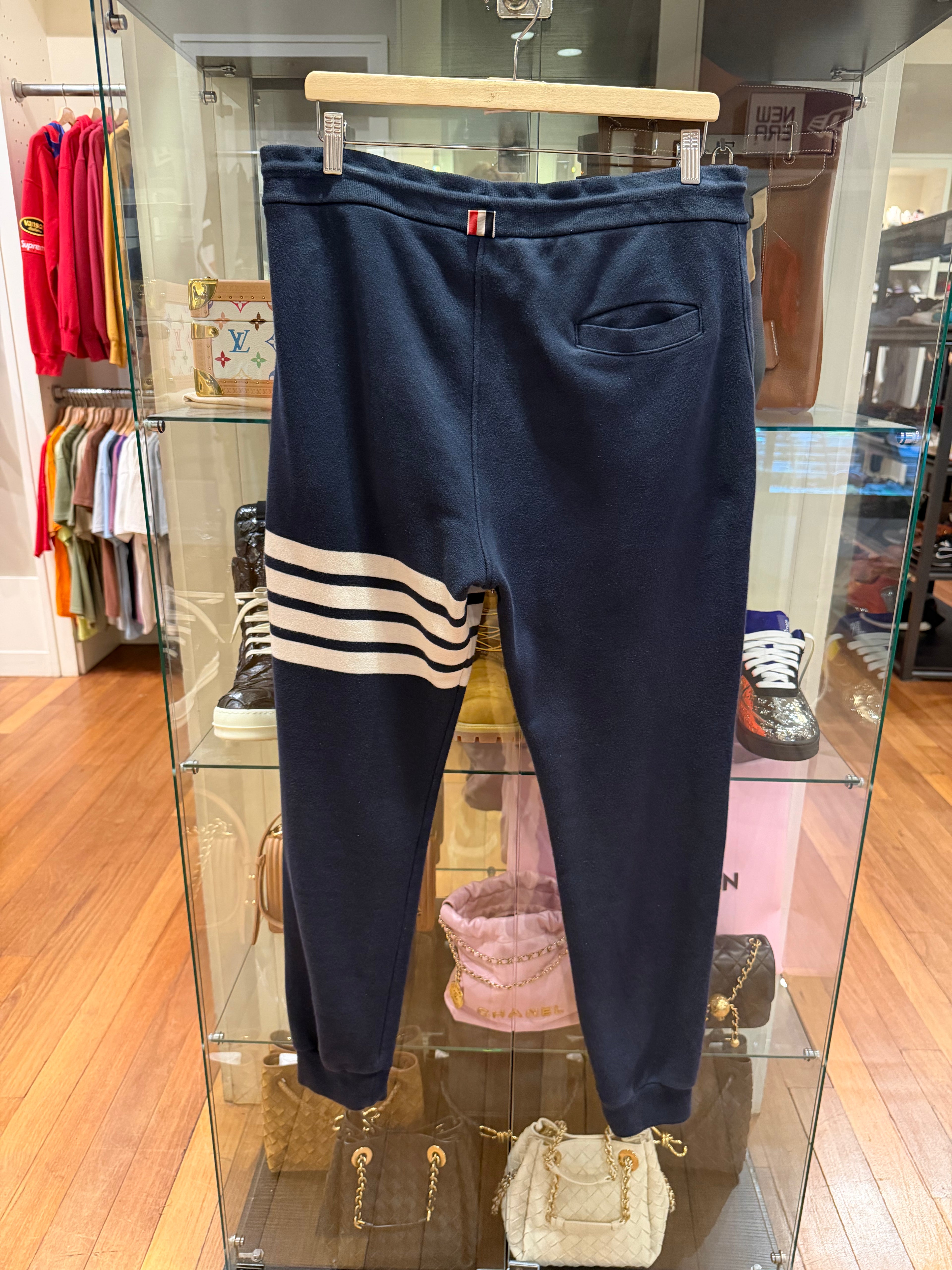 Thom Browne 4-Bar Jogger Sweats-Navy