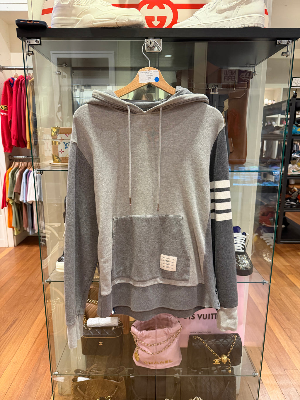 Thom Browne Tonal Fun-Mix Hoodie-Grey