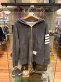 Thom Browne 4-Bar Zip Up Hoodie- Dark Gray