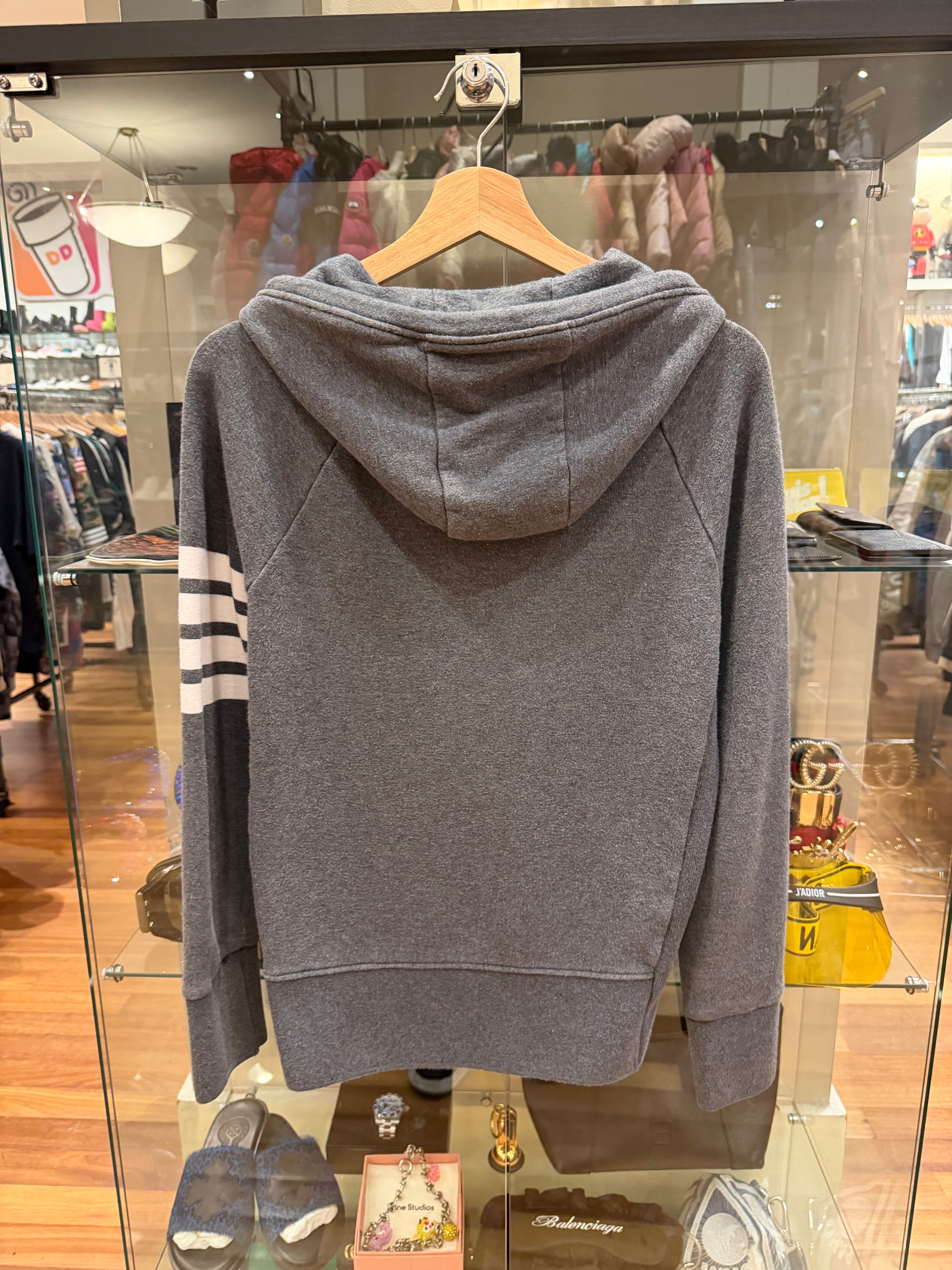 Thom Browne 4-Bar Zip Up Hoodie- Dark Gray