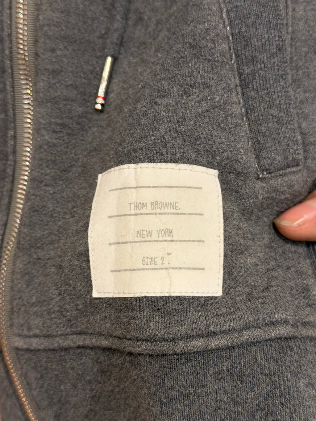 Thom Browne 4-Bar Zip Up Hoodie- Dark Gray