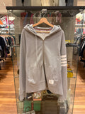 Thom Browne 4-Bar Zip Up Hoodie- Gray