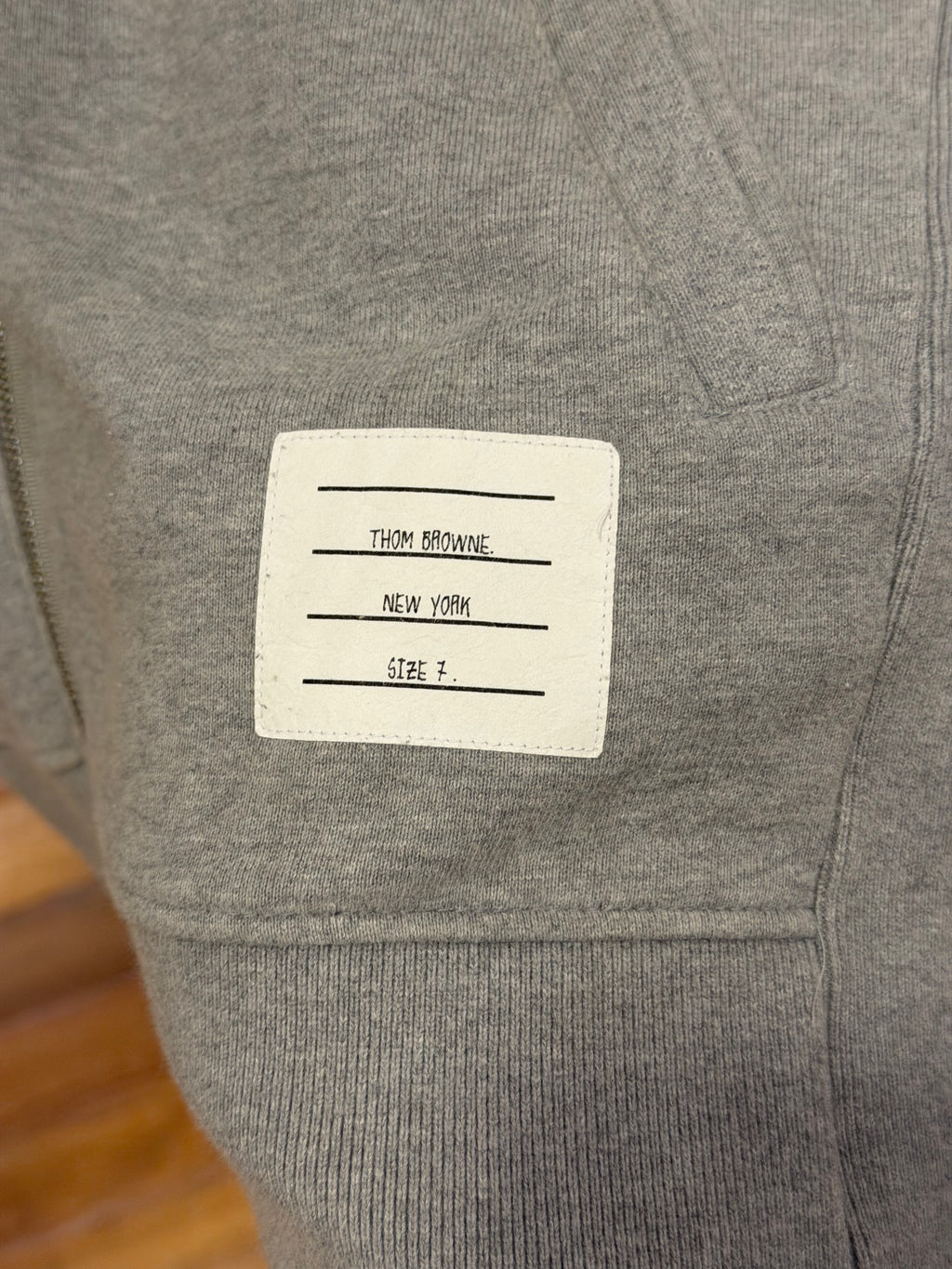Thom Browne 4-Bar Zip Up Hoodie- Gray