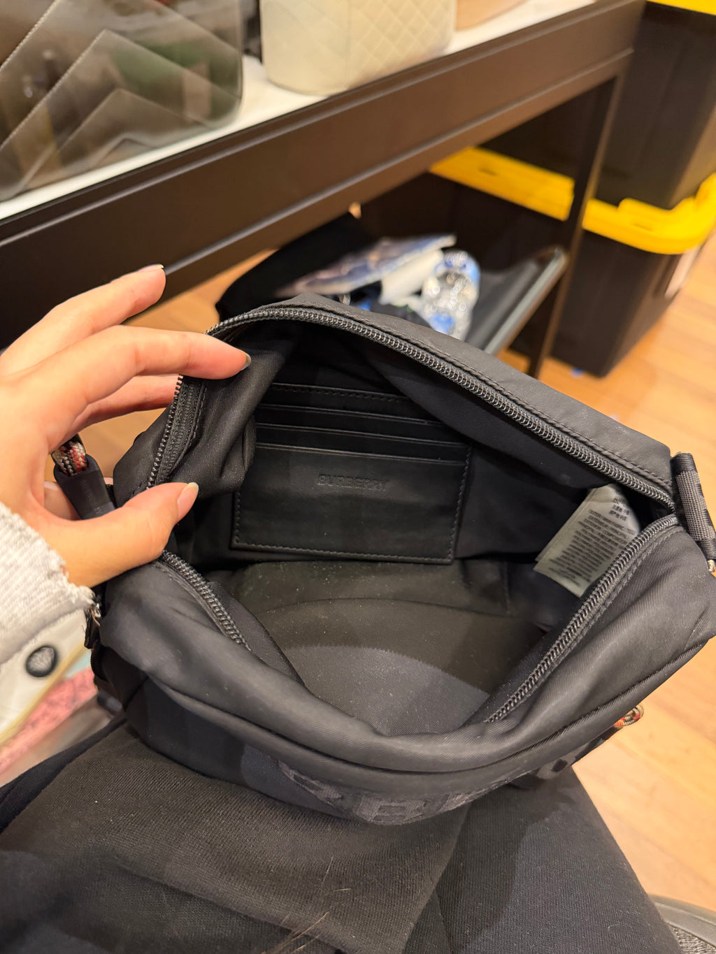 Black Burberry Nylon Camera / Crossbody Bag
