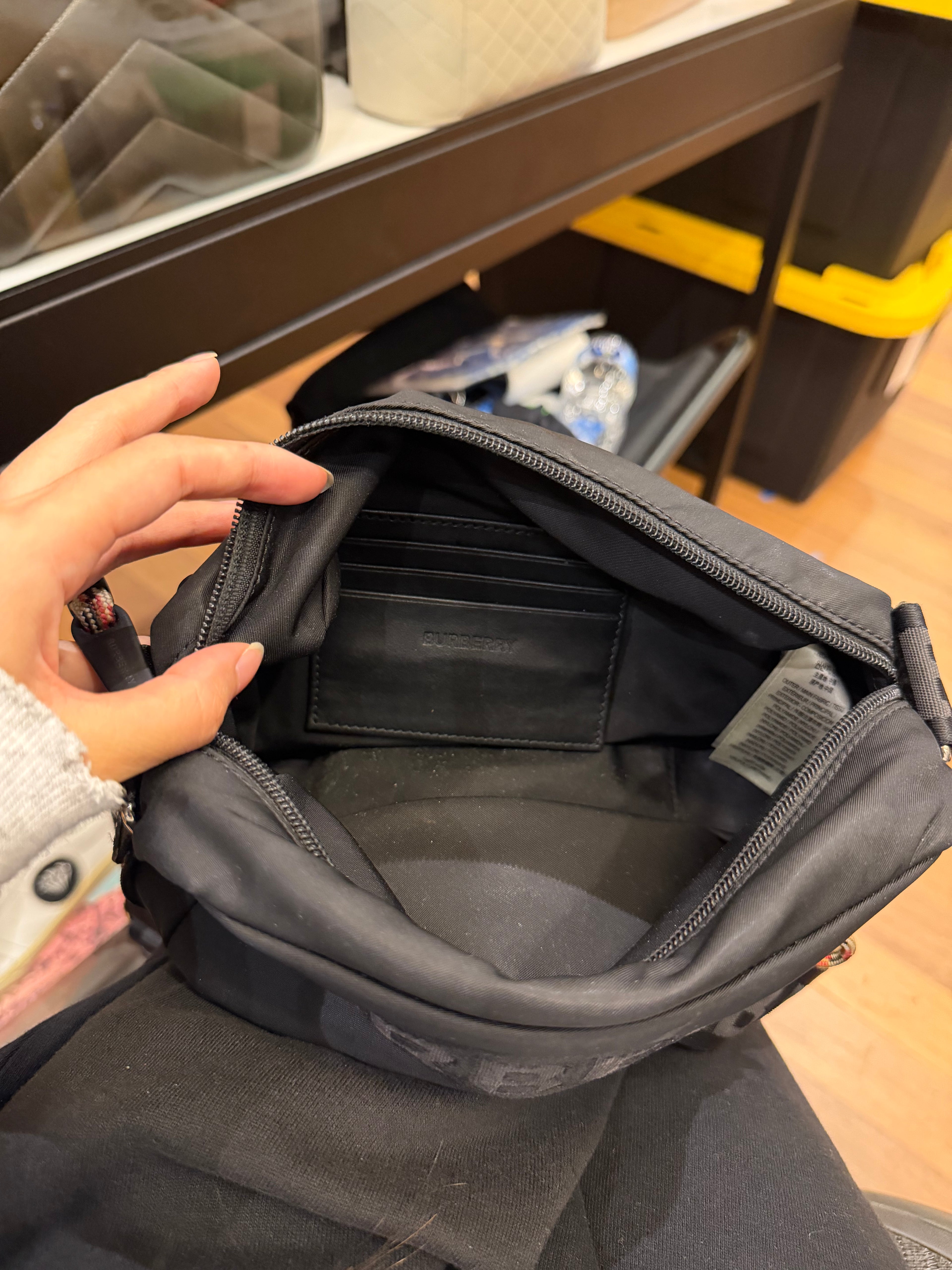 Black Burberry Nylon Camera / Crossbody Bag