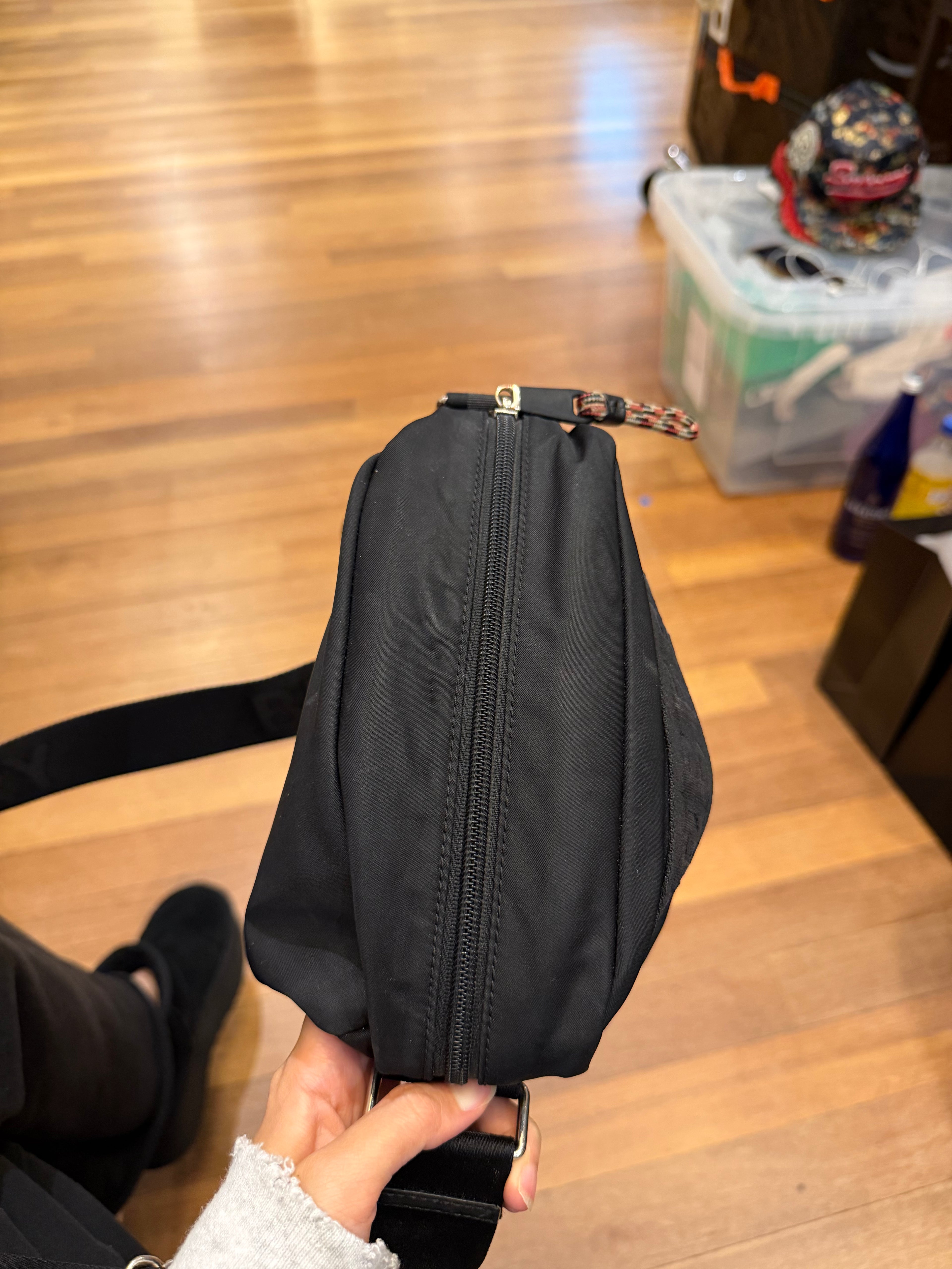Black Burberry Nylon Camera / Crossbody Bag
