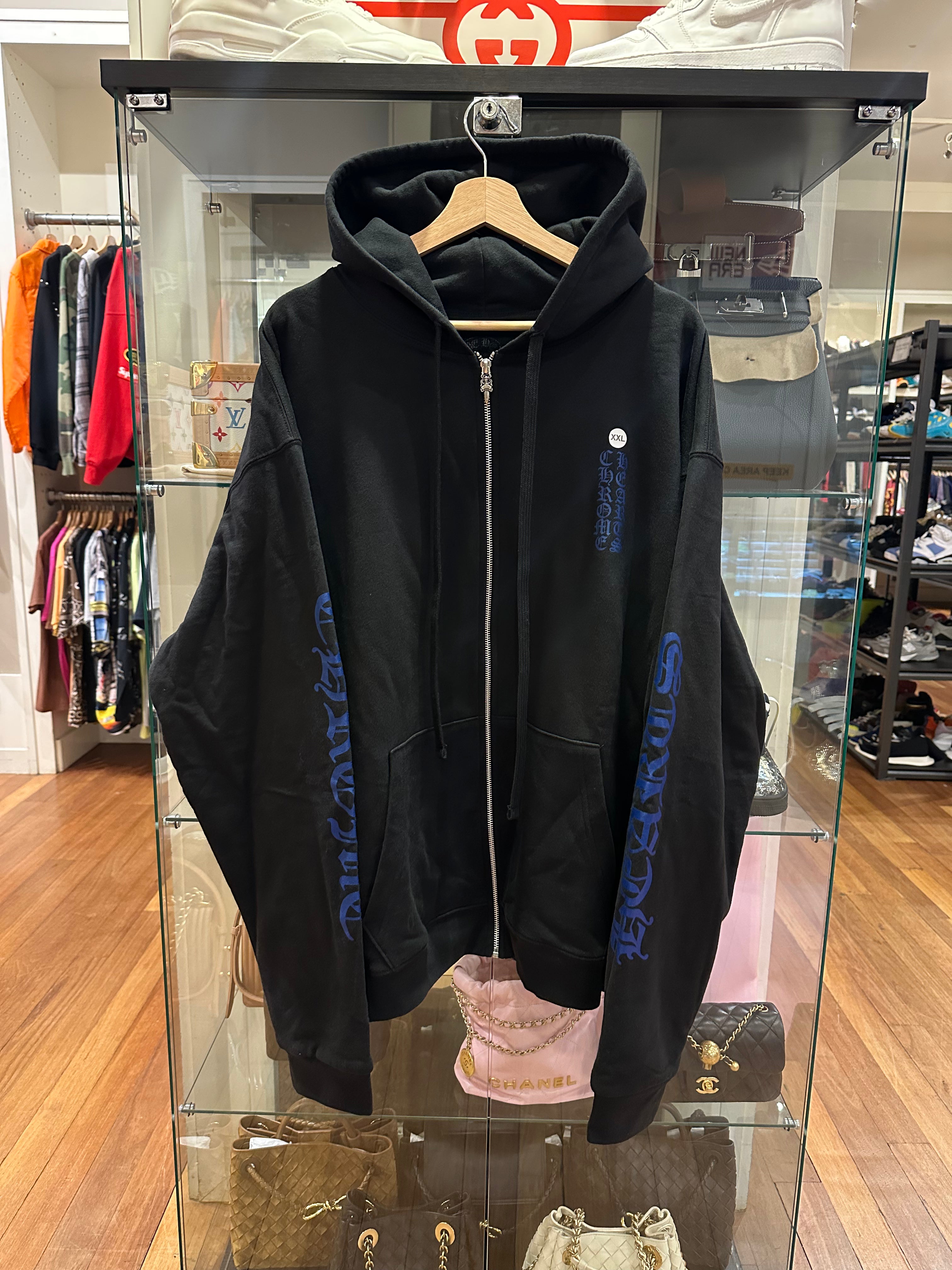 Chrome Hearts Navy Thermal Vertical Logo Zip Up