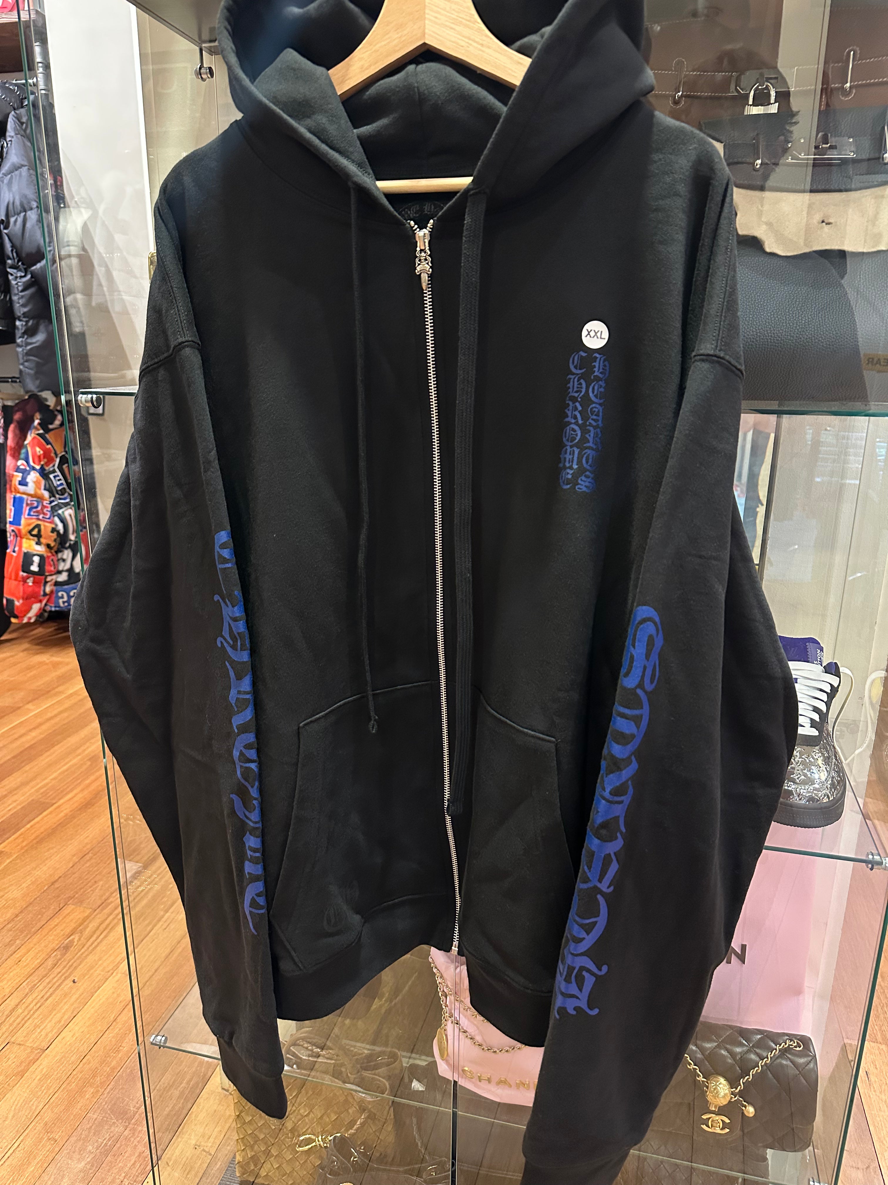 Chrome Hearts Navy Thermal Vertical Logo Zip Up