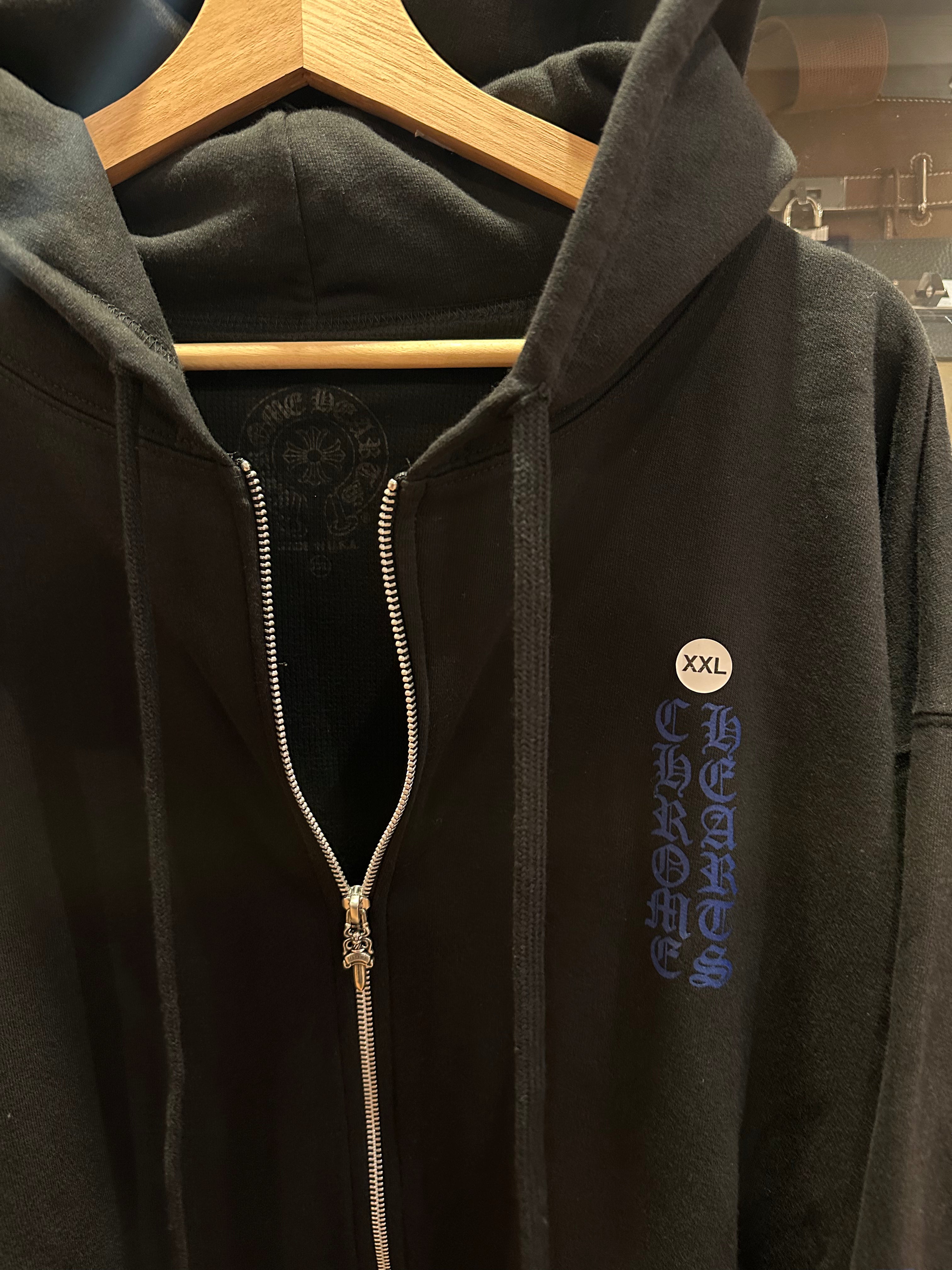 Chrome Hearts Navy Thermal Vertical Logo Zip Up