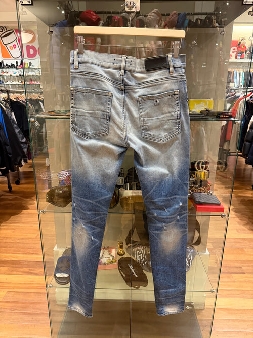 Amiri Studded Rhinestone Ripped Jeans