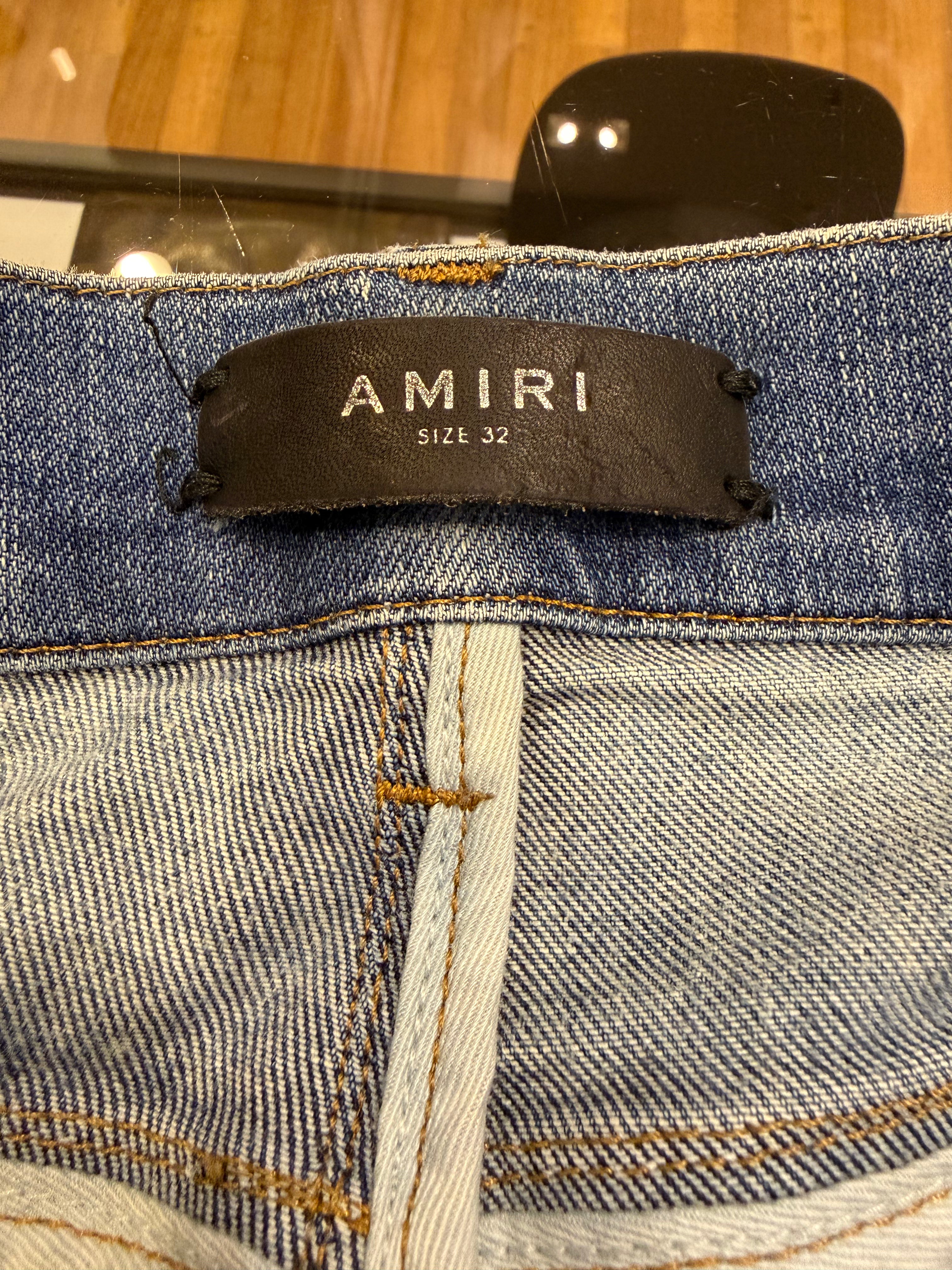 Amiri Studded Rhinestone Ripped Jeans