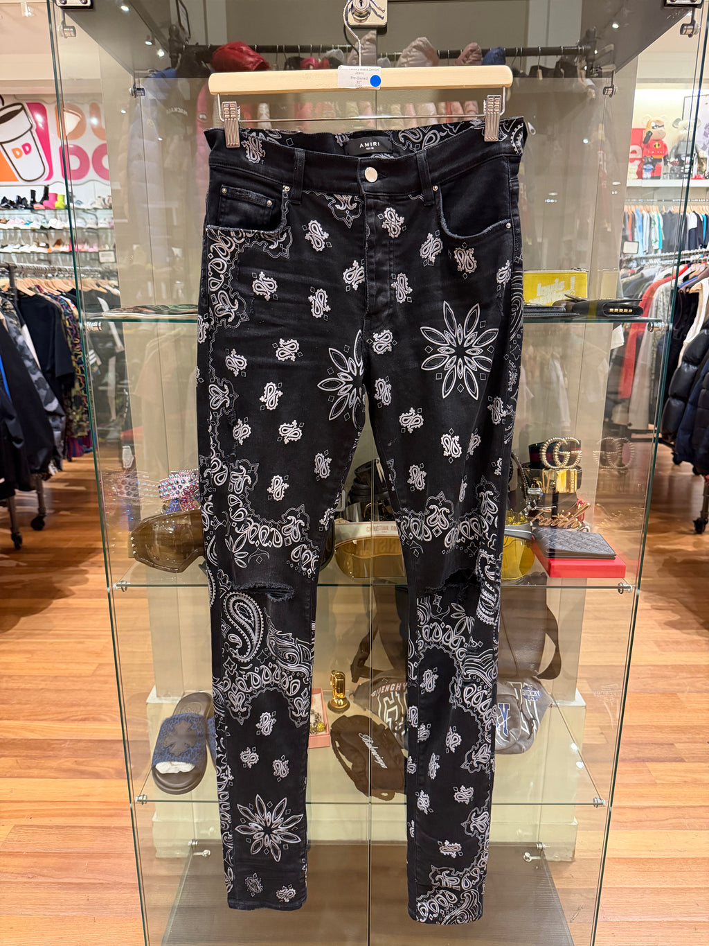 Amiri Paisley Black Denim Jeans