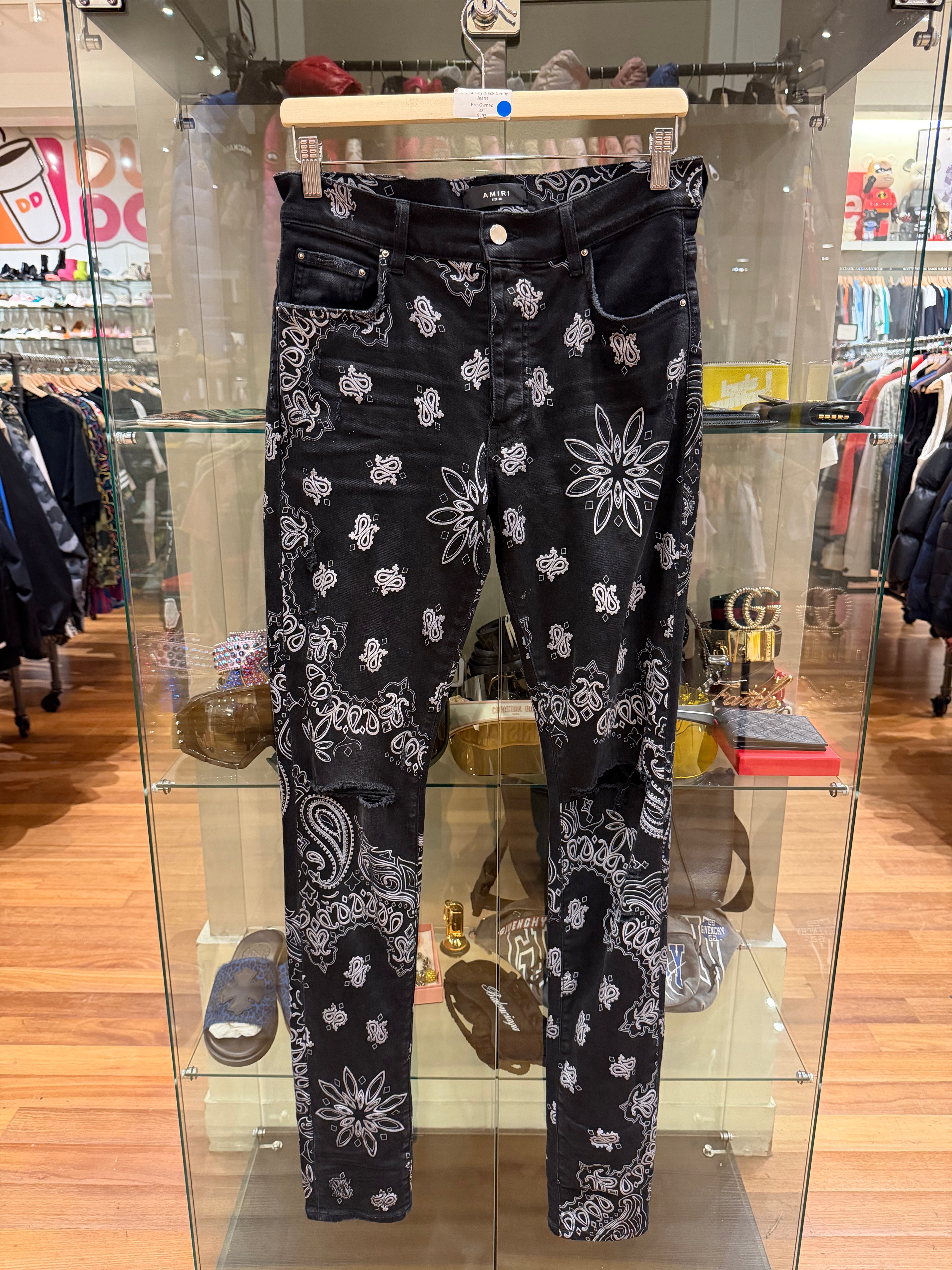 Amiri Paisley Black Denim Jeans