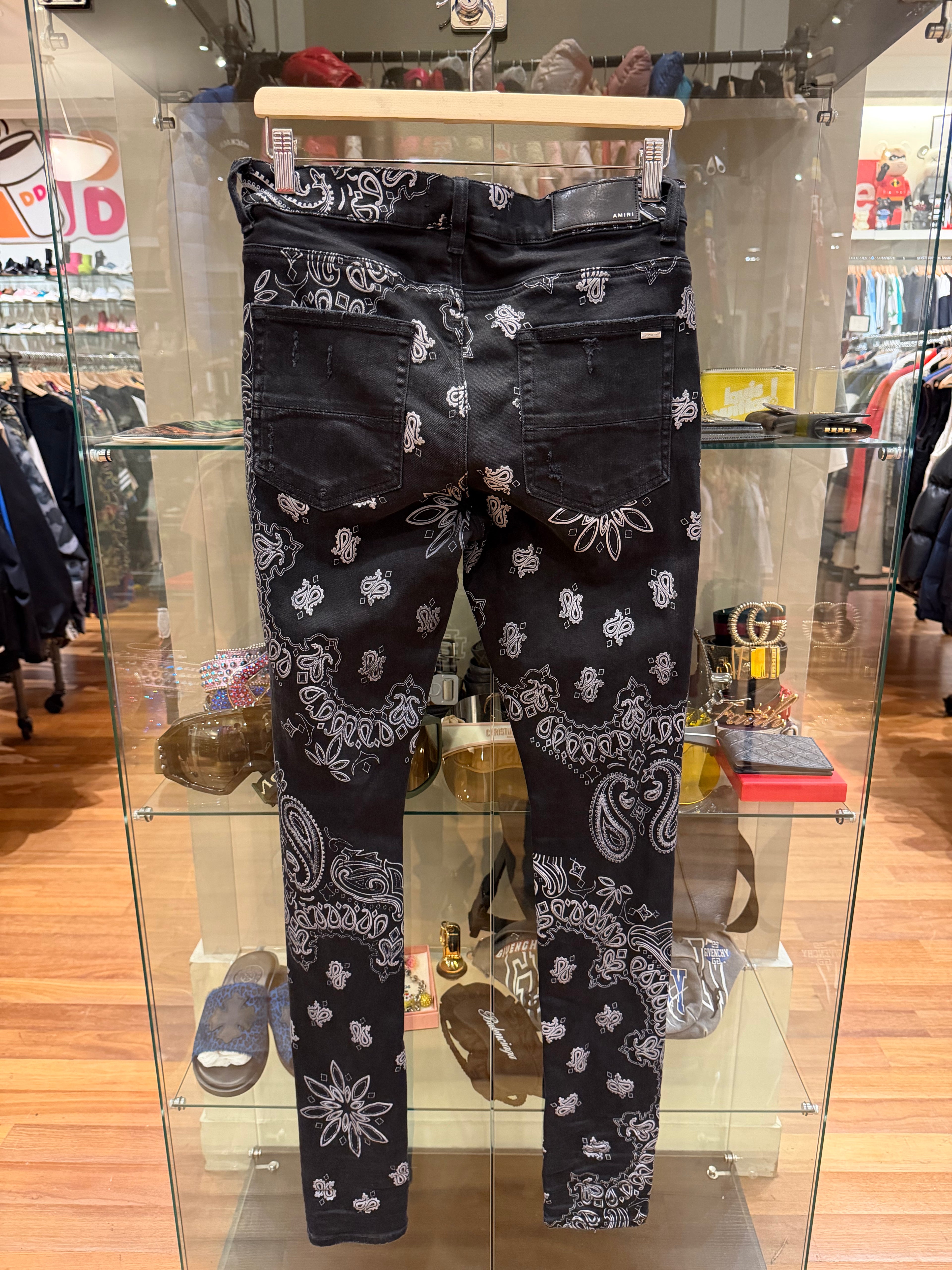 Amiri Paisley Black Denim Jeans