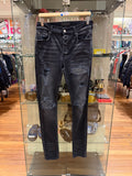 Amiri MX1 Distressed Skinny Jeans- Navy/Black Paisley Patches