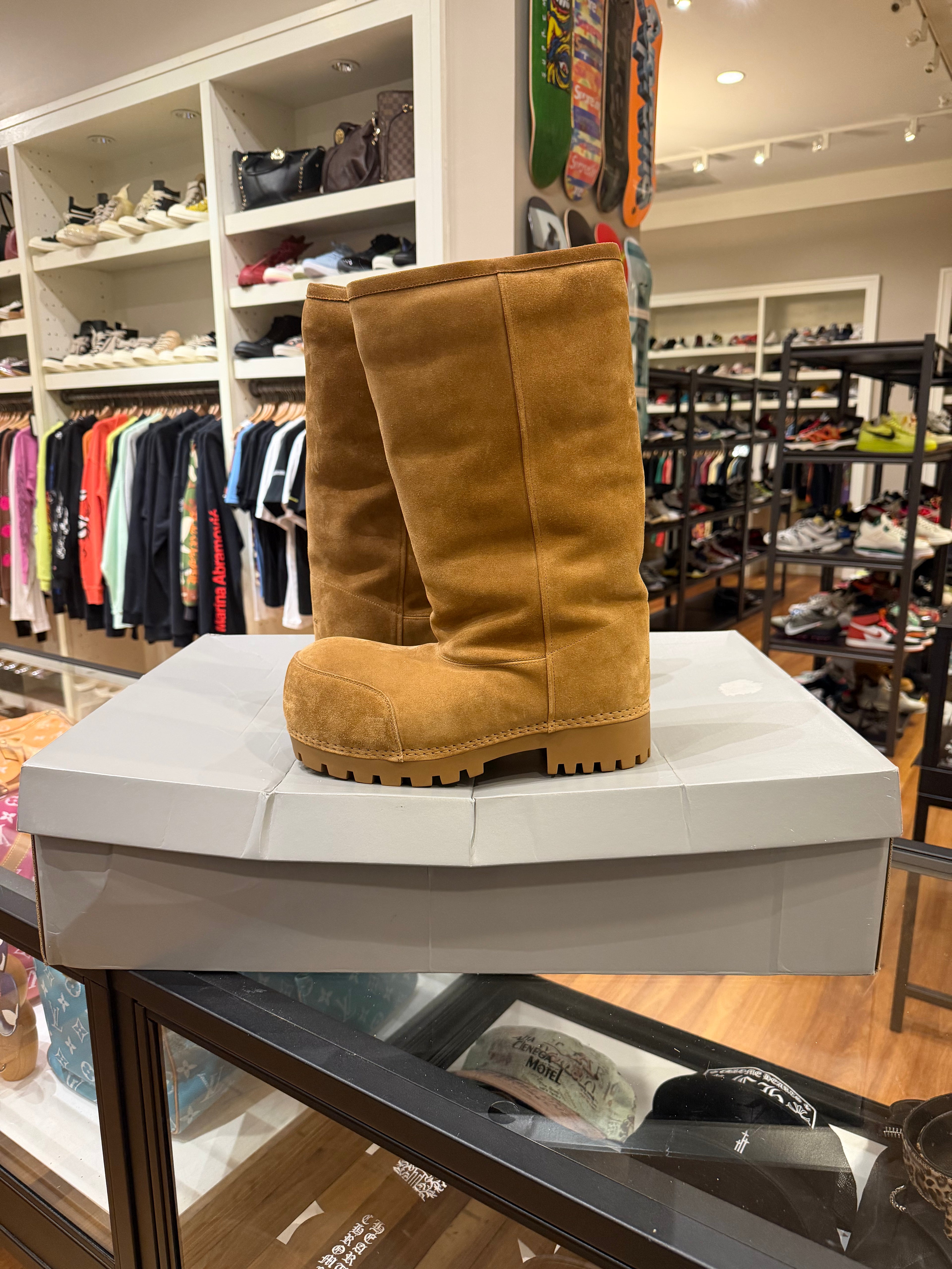 Balenciaga Alaska Fur High Boots - Camel
