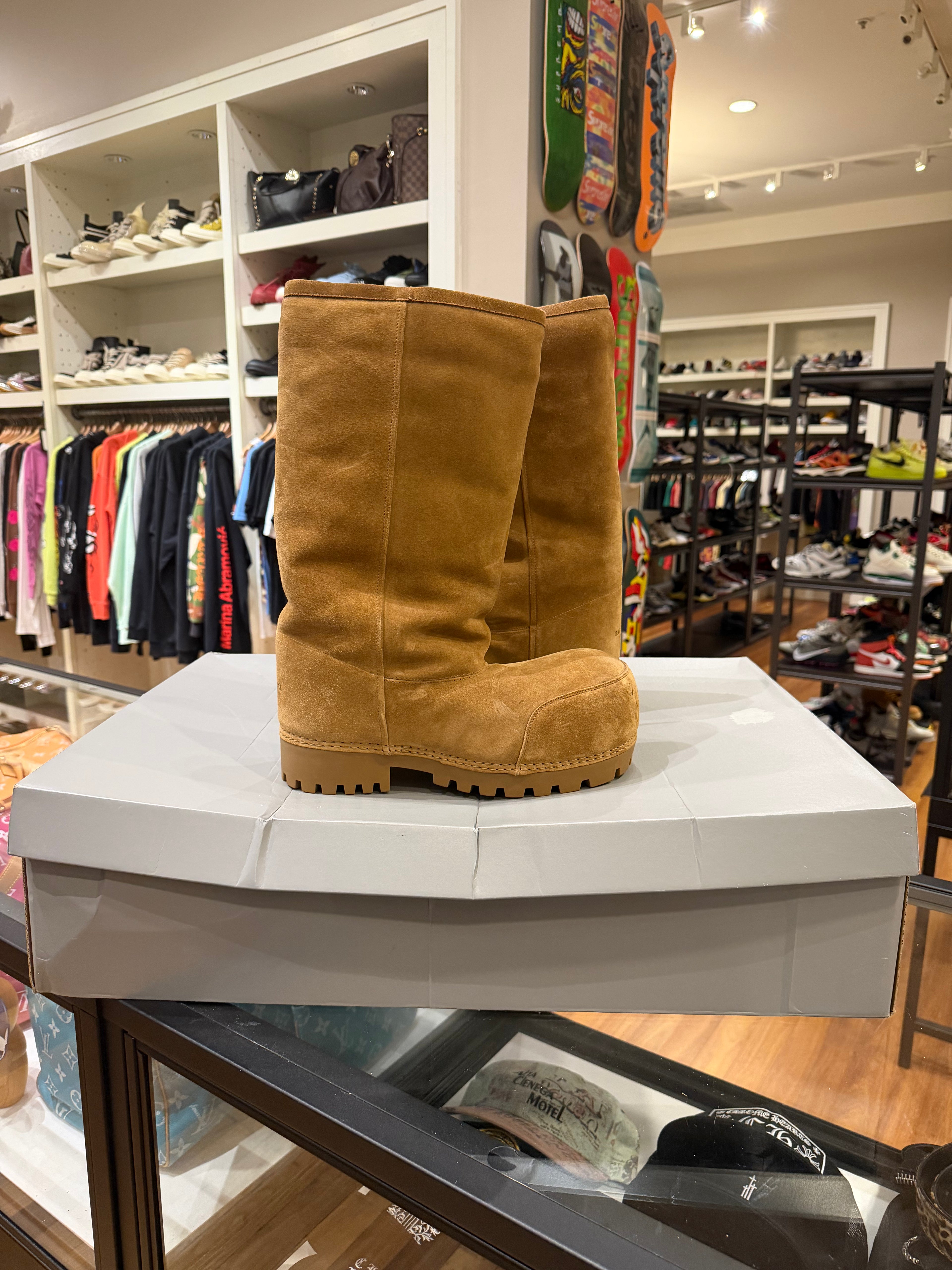 Balenciaga Alaska Fur High Boots - Camel