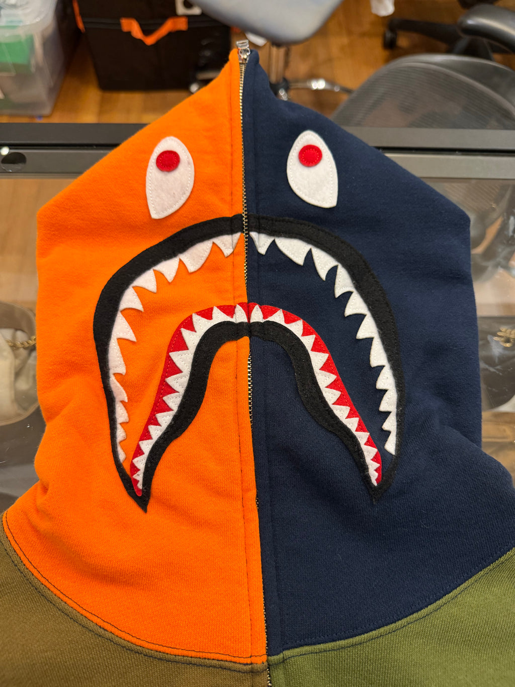 Bape City ColorBlock Shark
Full Zip - Green/Orange