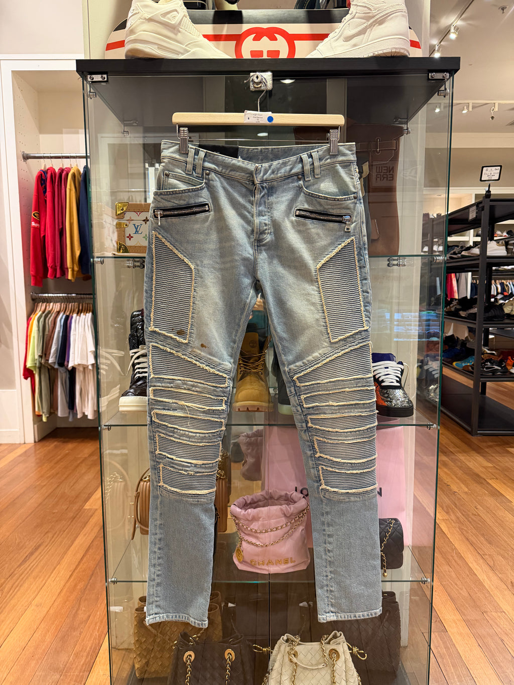 Balmain Ripped Biker Jeans -
Light Wash