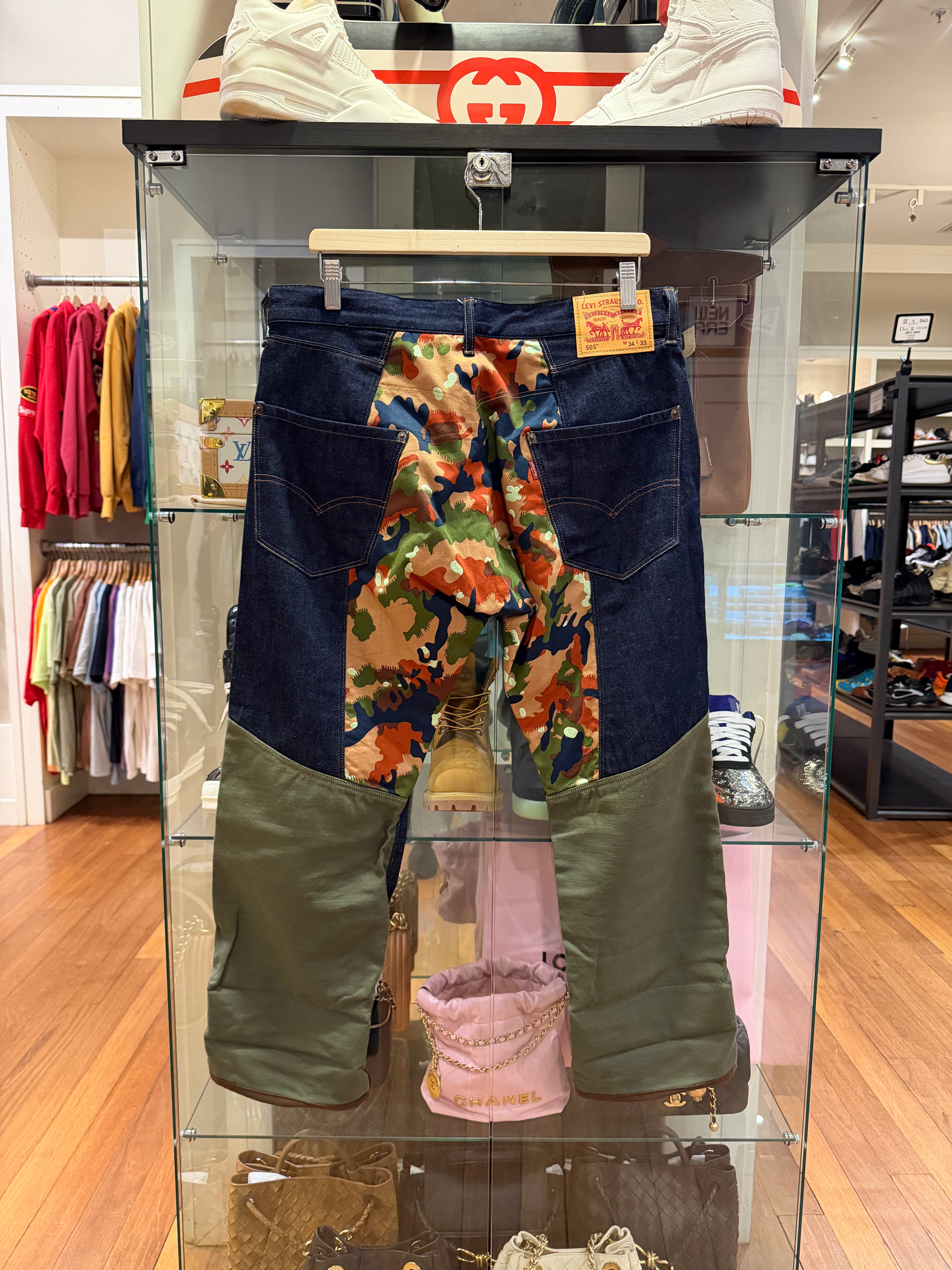 CDG x Junya Wantanabe Level Split Camo/Denim Jeans Capris