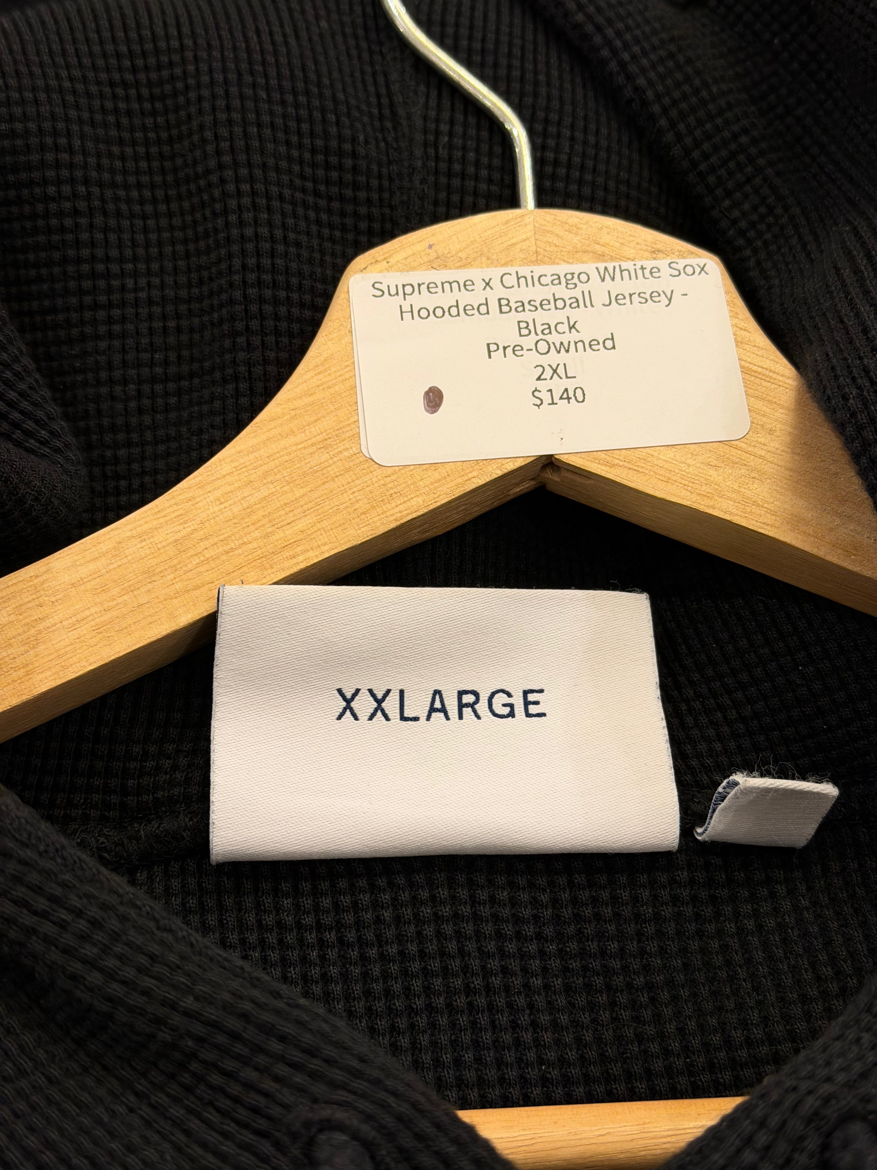 Supreme x Chicago White Sox
Hooded Baseball Jersey-
Black