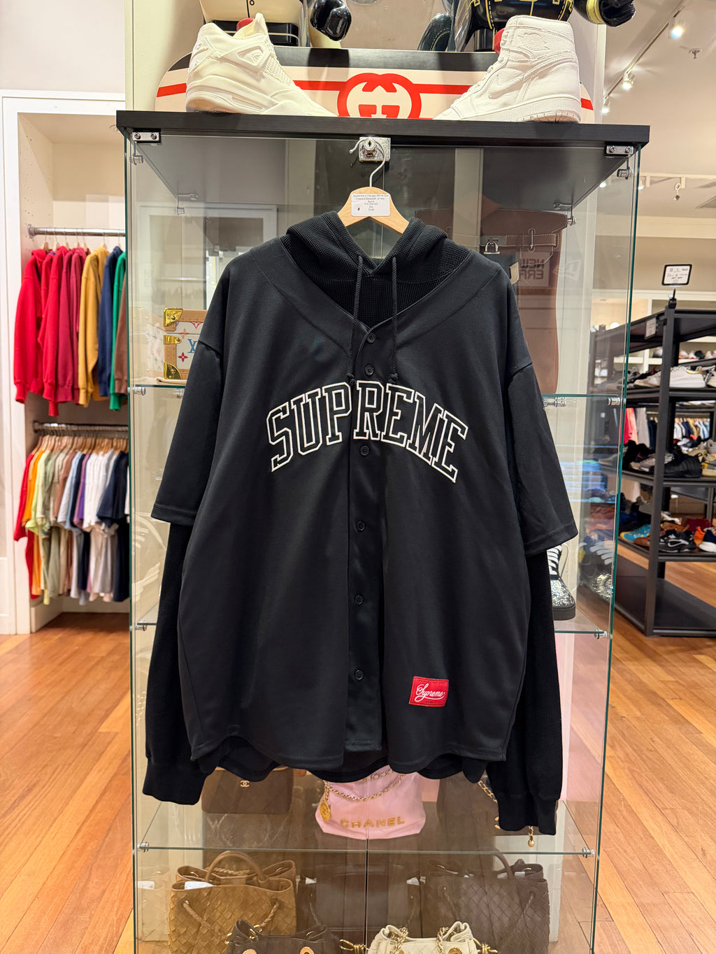 Supreme x Chicago White Sox
Hooded Baseball Jersey-
Black