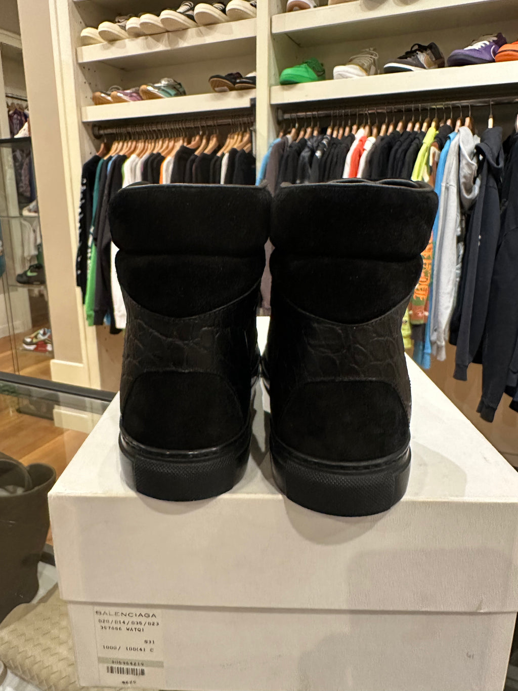 Balenciaga Crocodile Embossed Leather High Top Sneakers