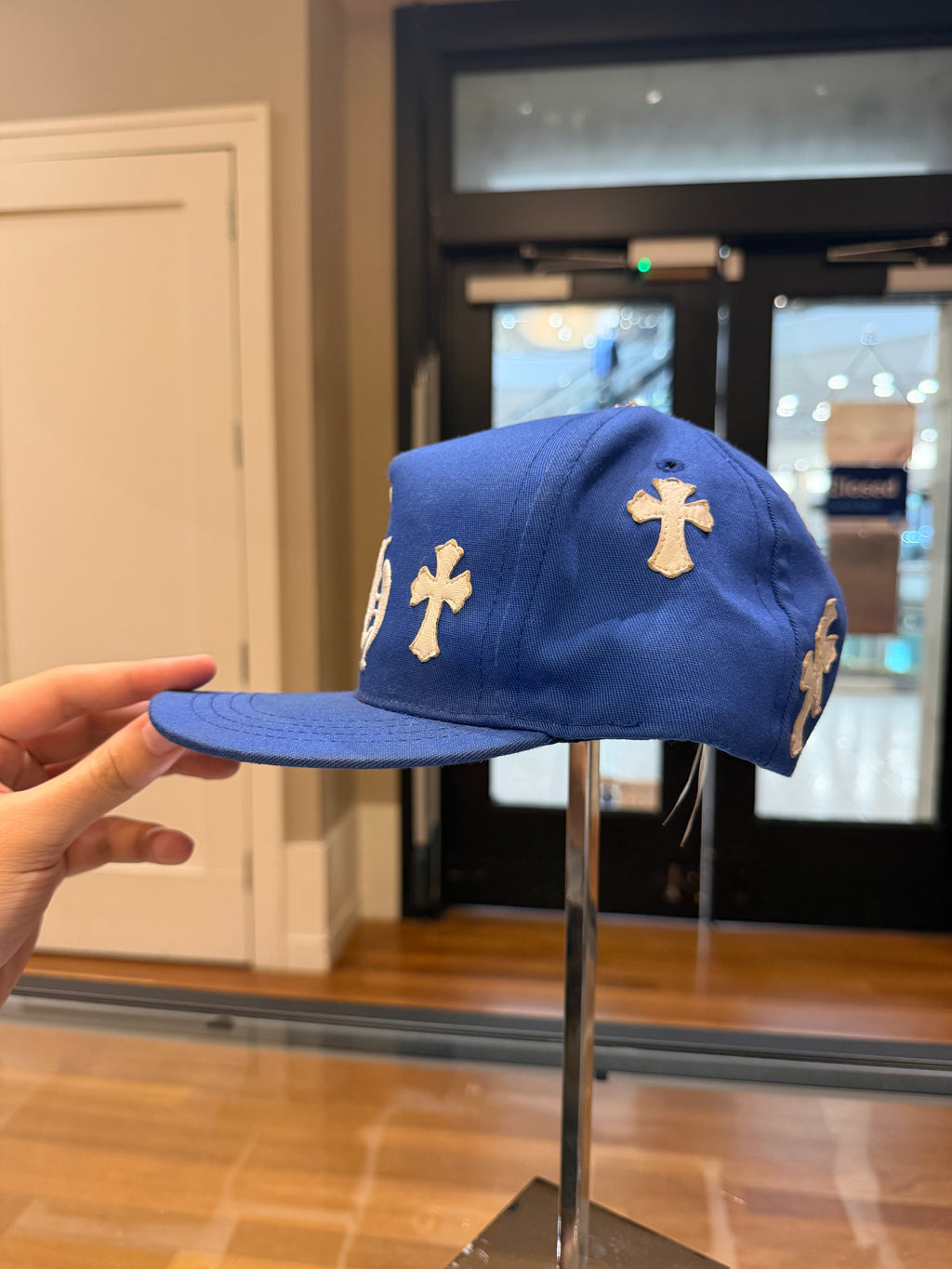Chrome Hearts CH Multi Leather Cross Baseball Hat - Blue
