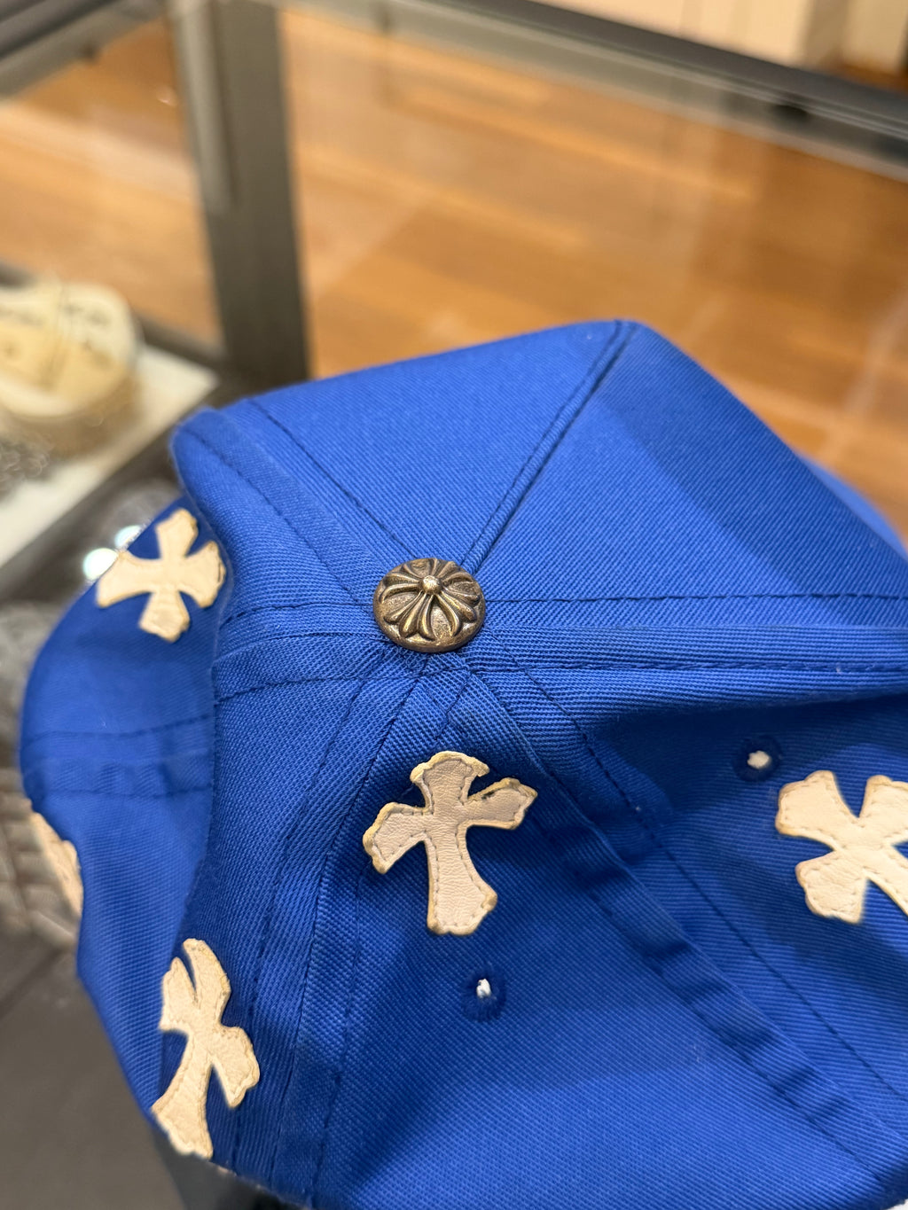 Chrome Hearts CH Multi Leather Cross Baseball Hat - Blue