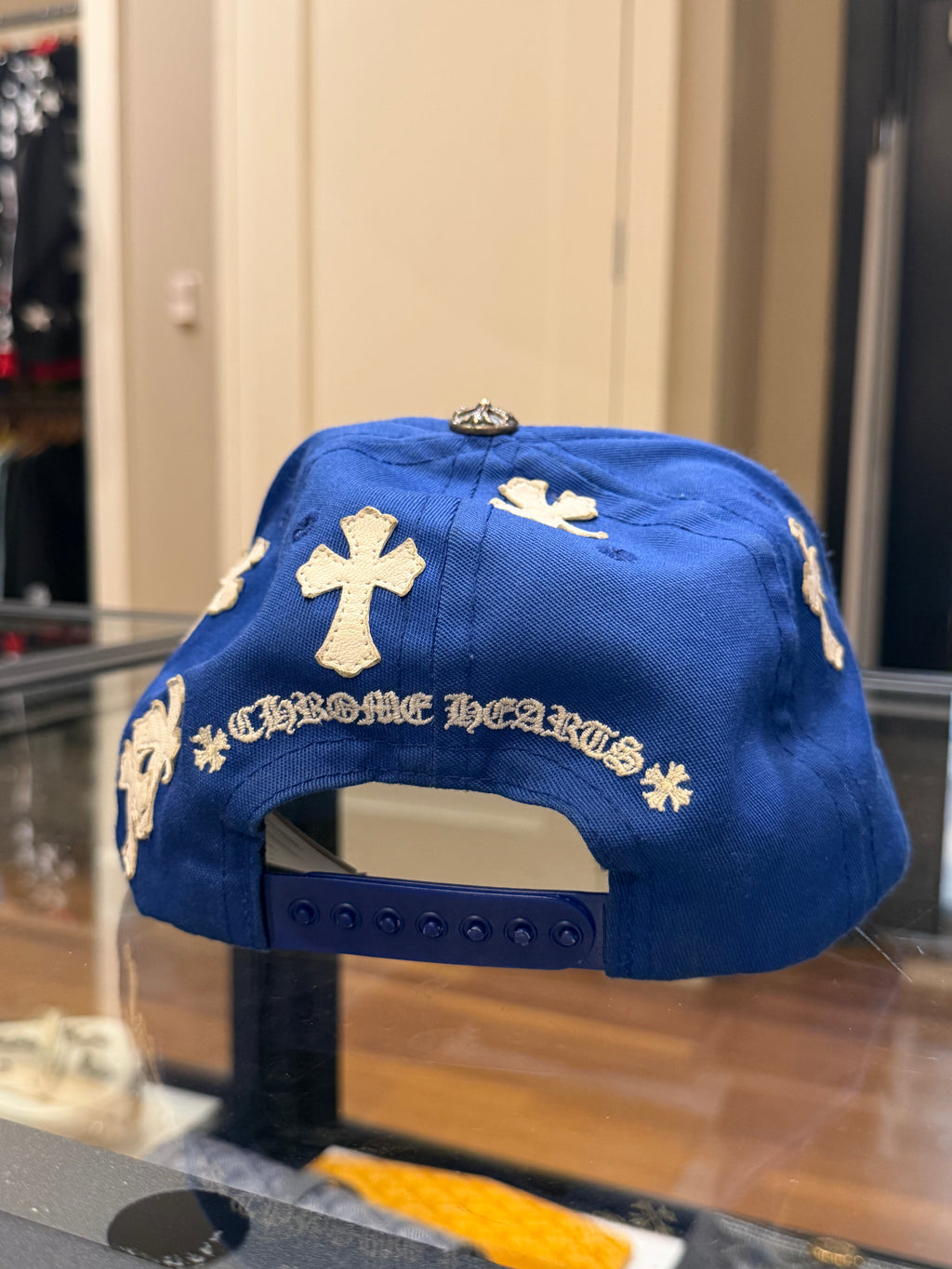 Chrome Hearts CH Multi Leather Cross Baseball Hat - Blue