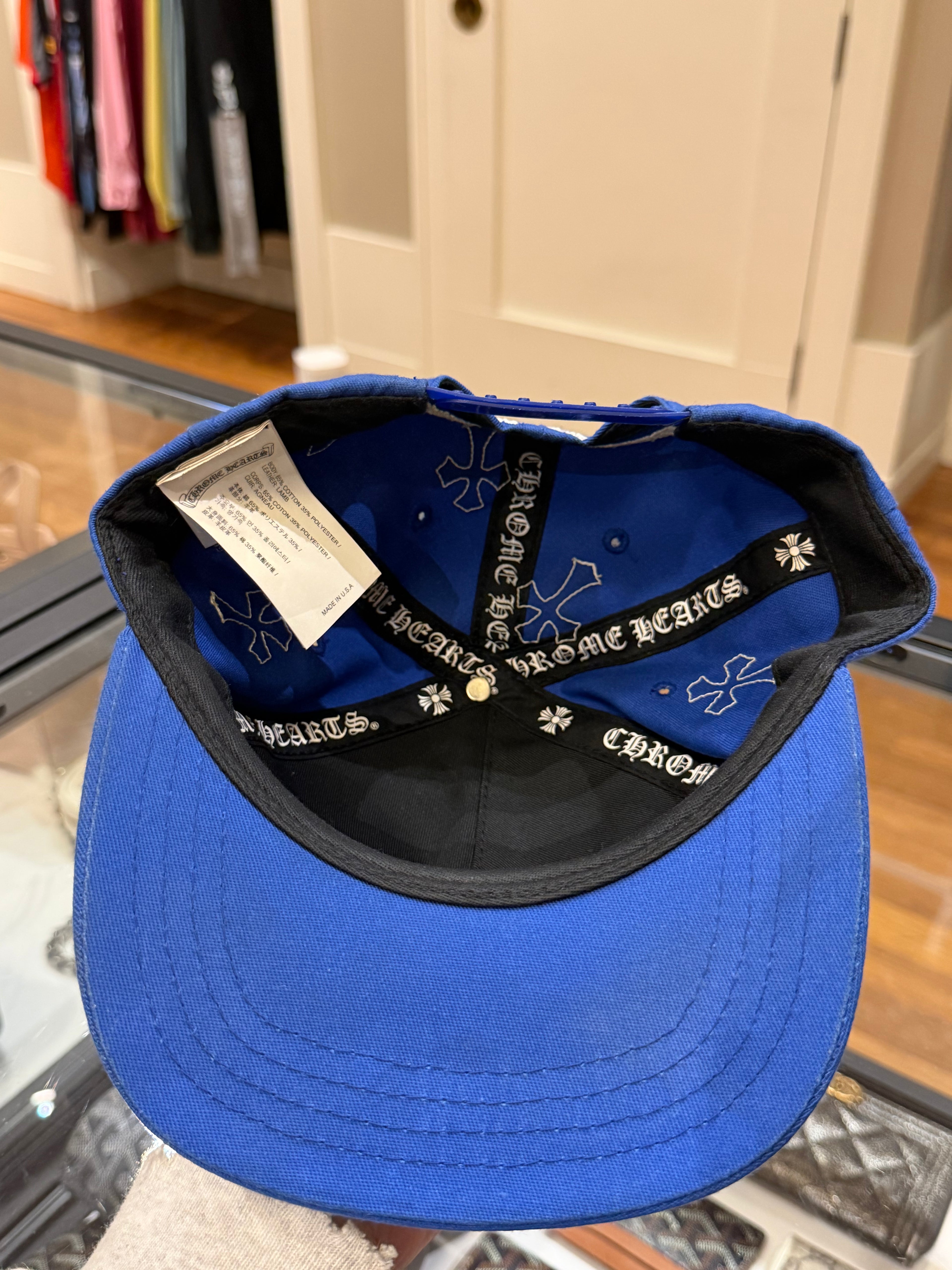 Chrome Hearts CH Multi Leather Cross Baseball Hat - Blue