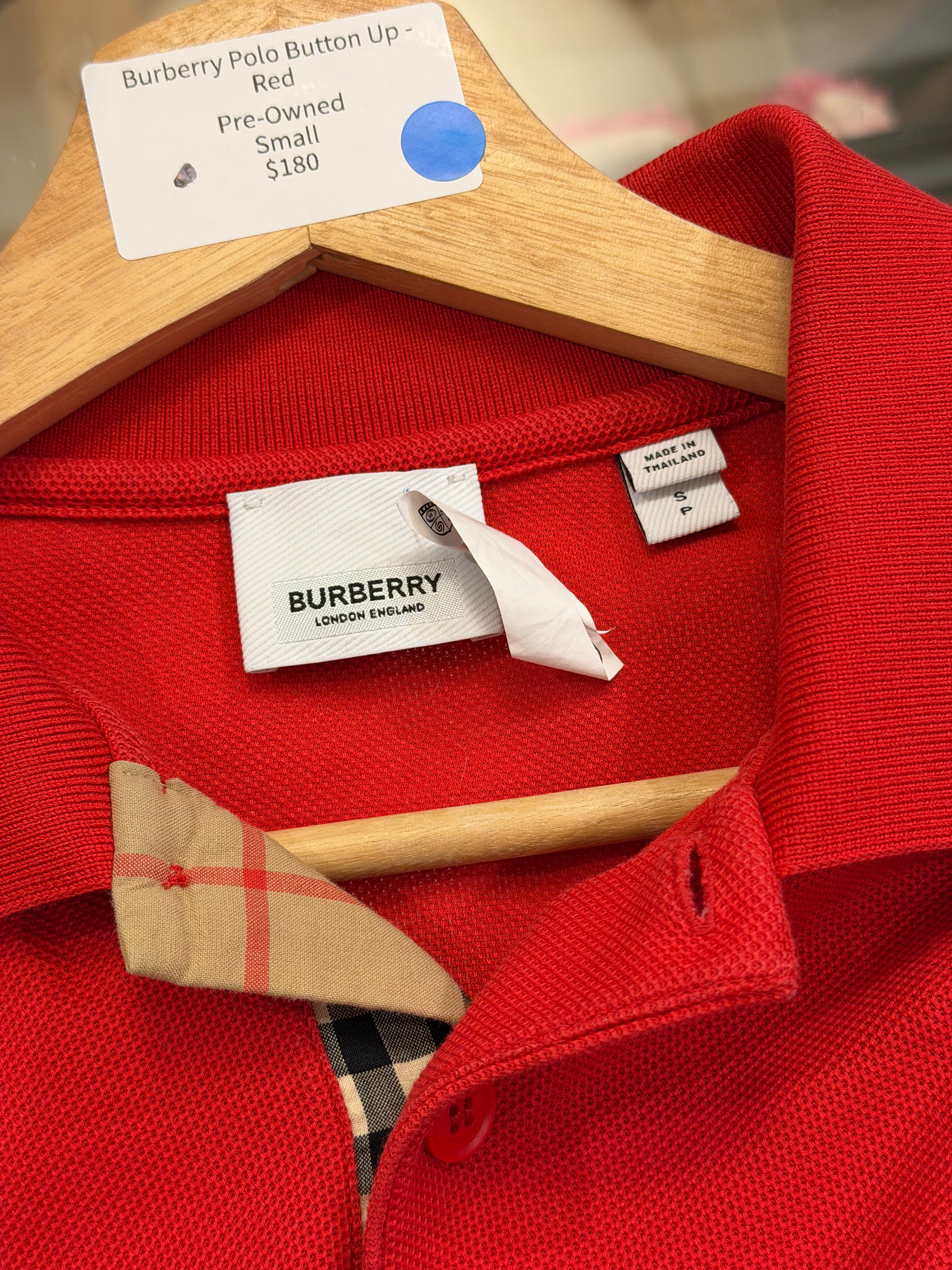 Burberry Polo Button Up -
Red