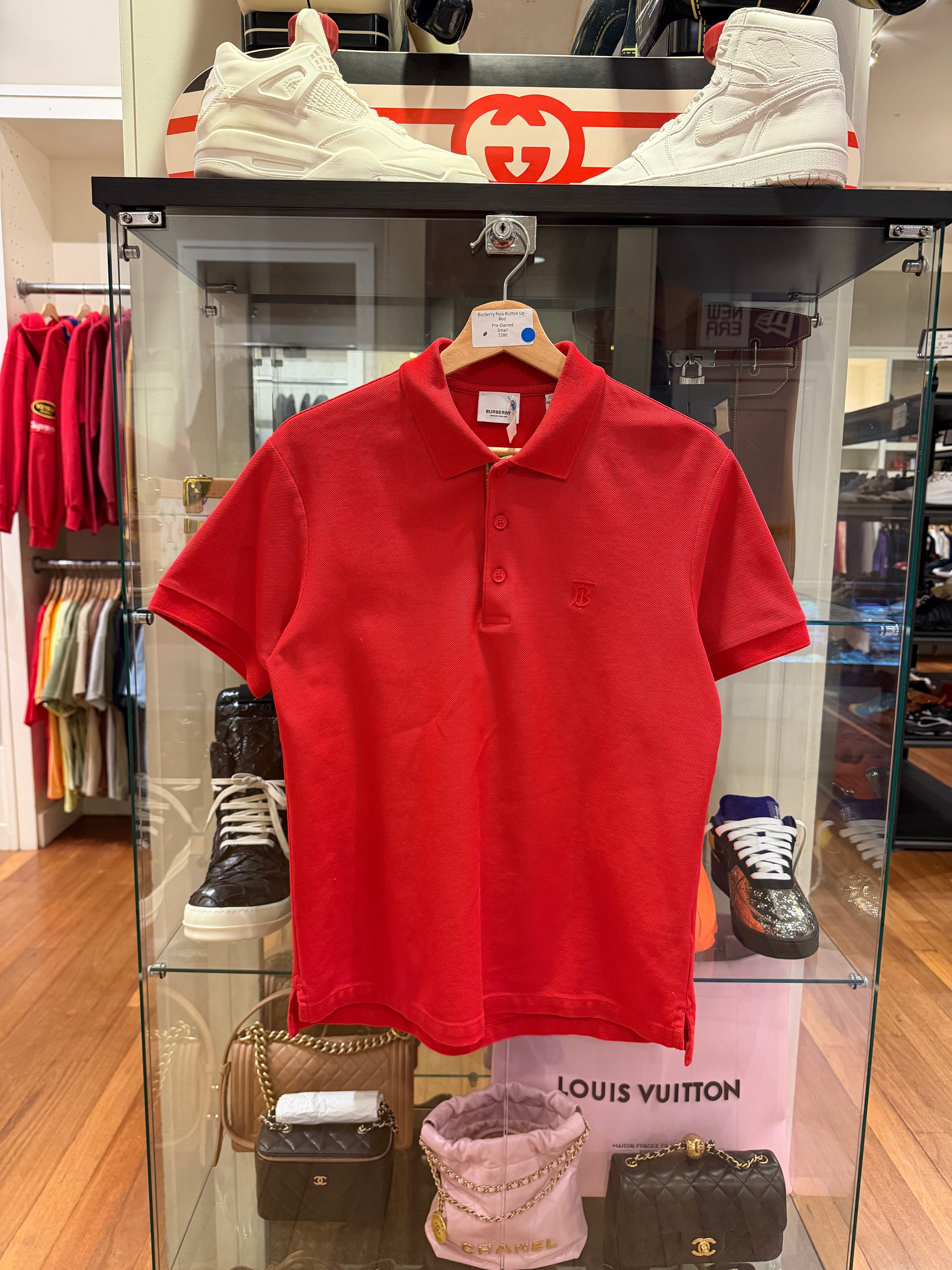 Burberry Polo Button Up -
Red