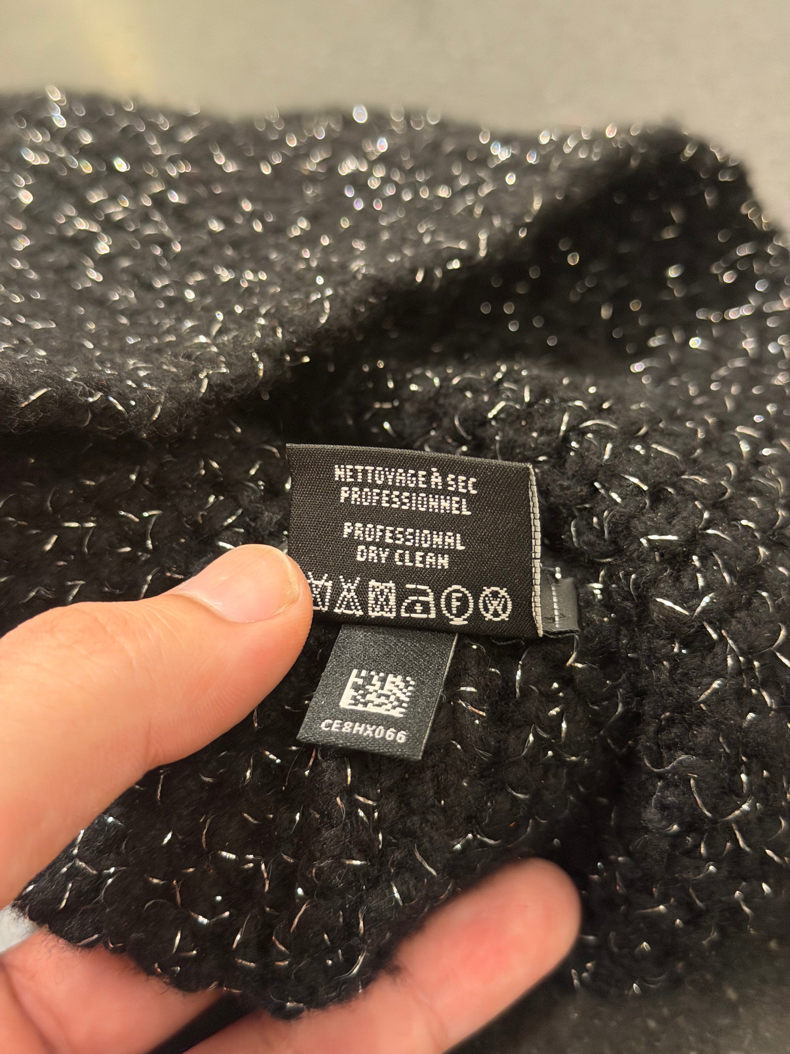 Chanel Silver Metallic Cashmere Beanie - Black