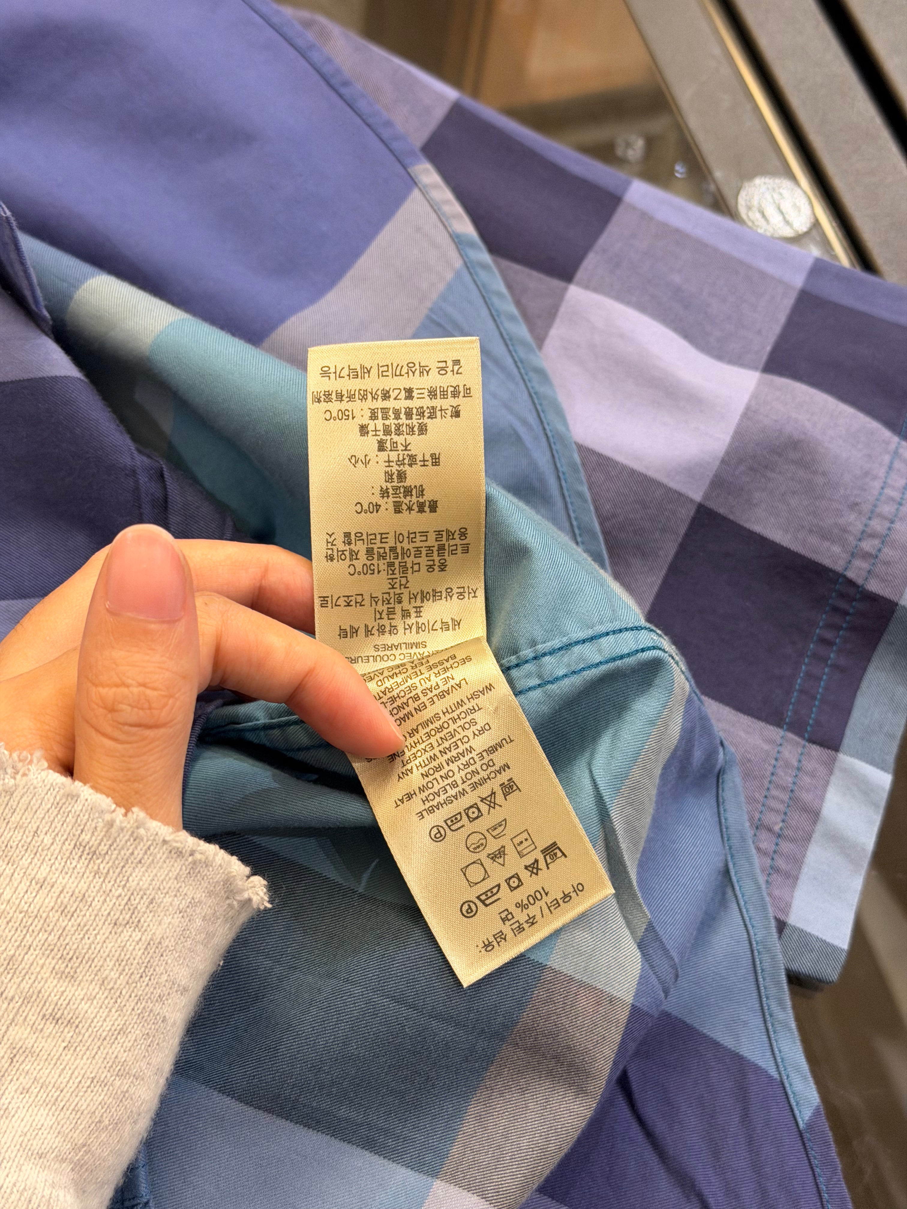 Burberry Brit Plaid Button
Down T-Shirt - Blue